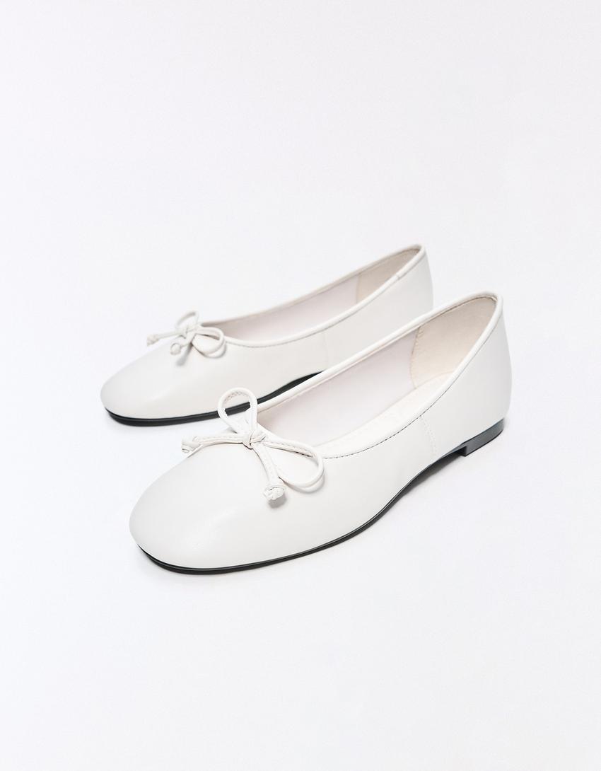 Bow ballet flat-ECRU