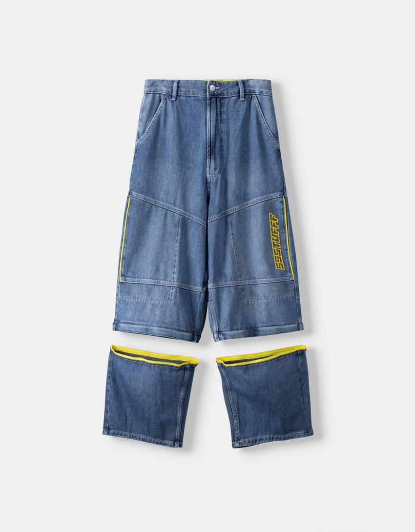 Jean BERSSSHKA X SSSTUFFF baggy amovible-Bleu lavé-3