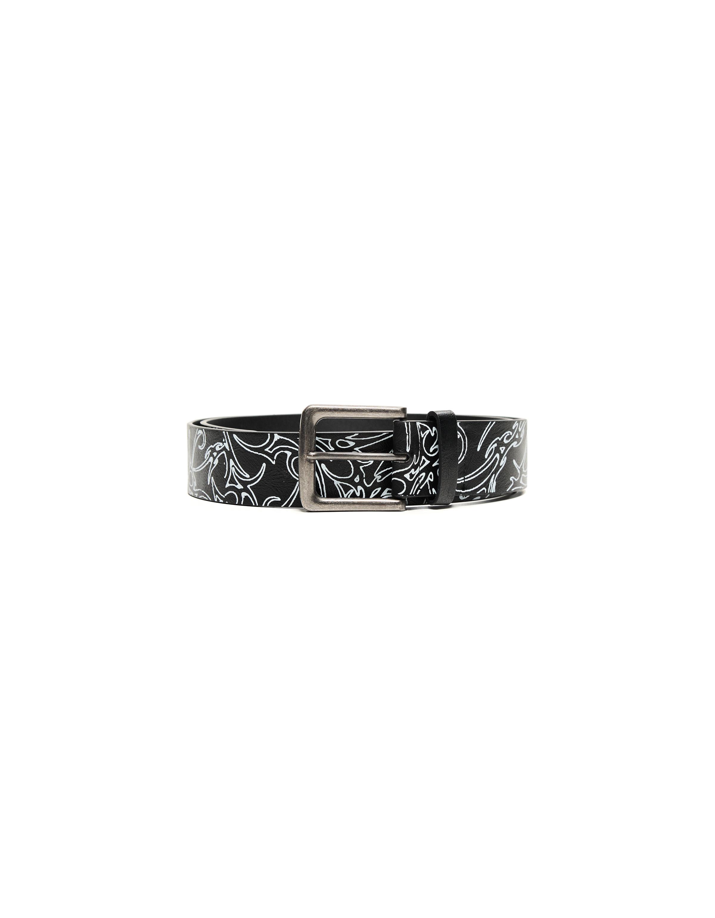 Belt with print buckle — Black