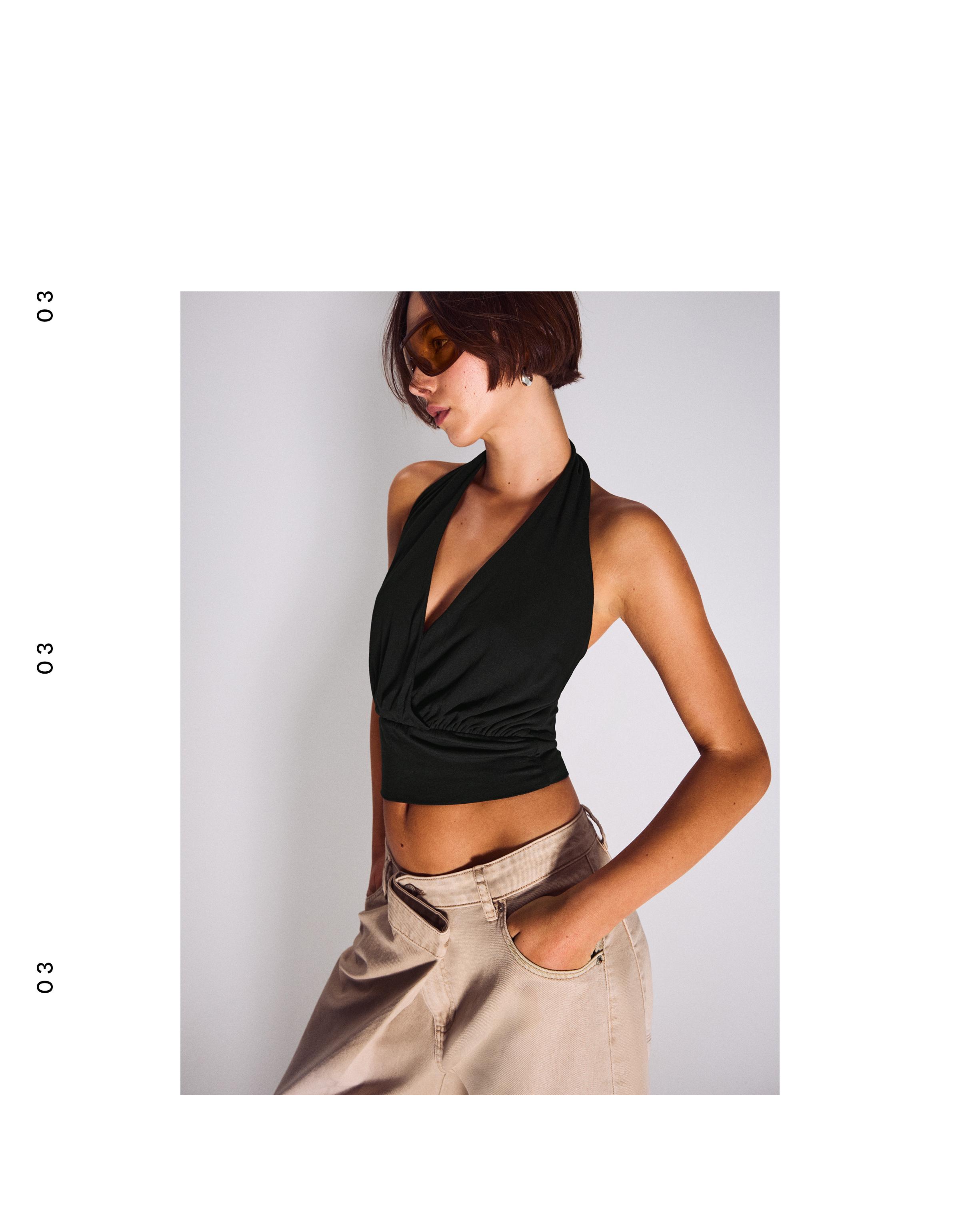 Kruvaze büzgülü peplum top - Görsel 50