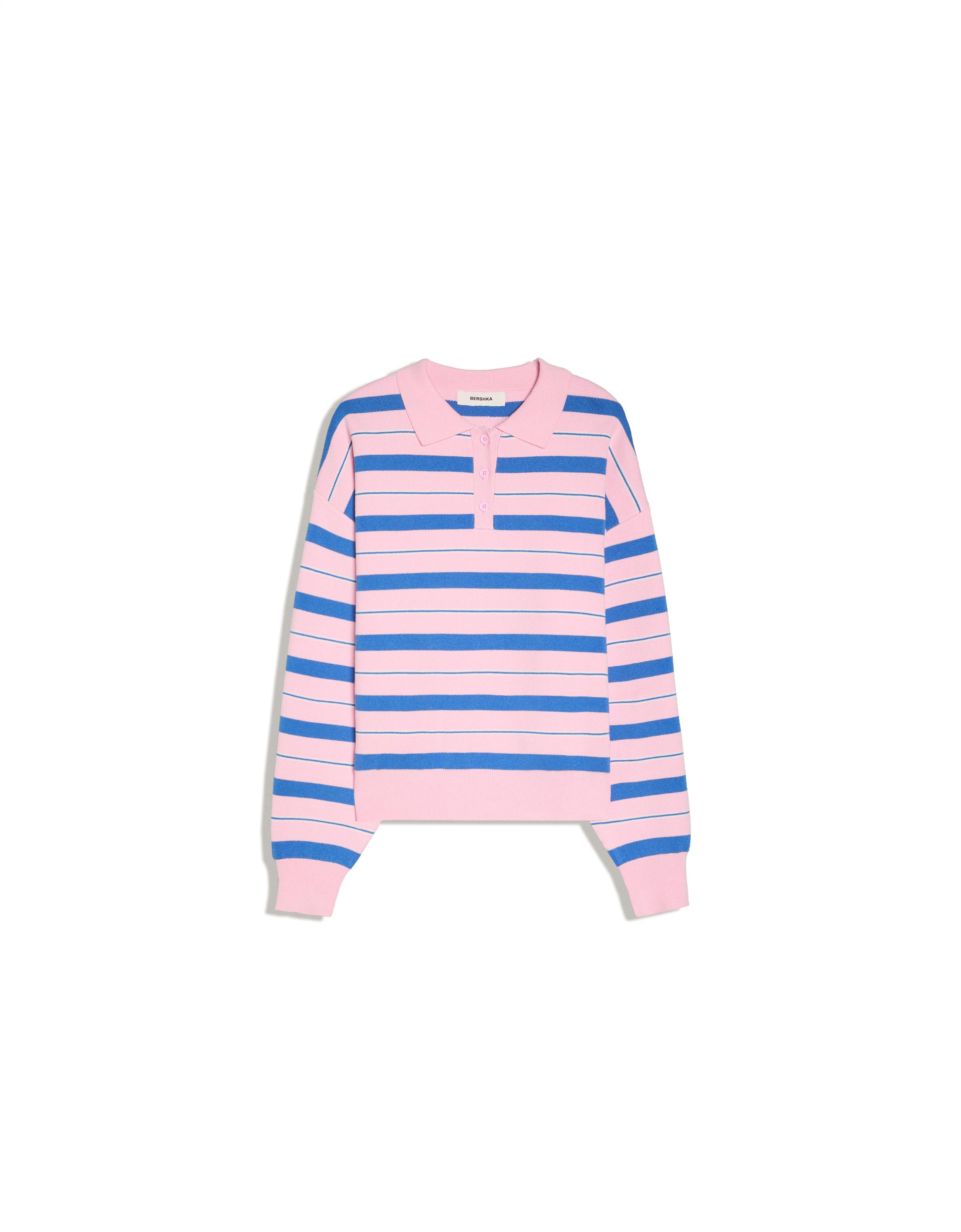 Oversize polo collar jumper — Pink