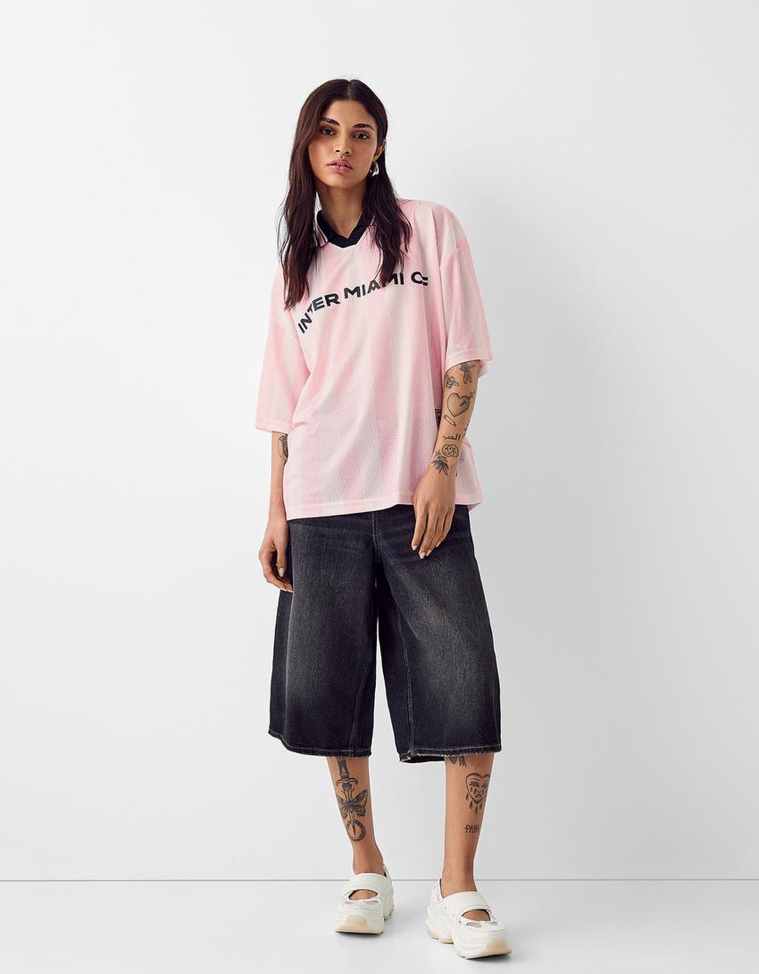 T-shirt polo Inter Miami CF rayures mesh-Rose-4