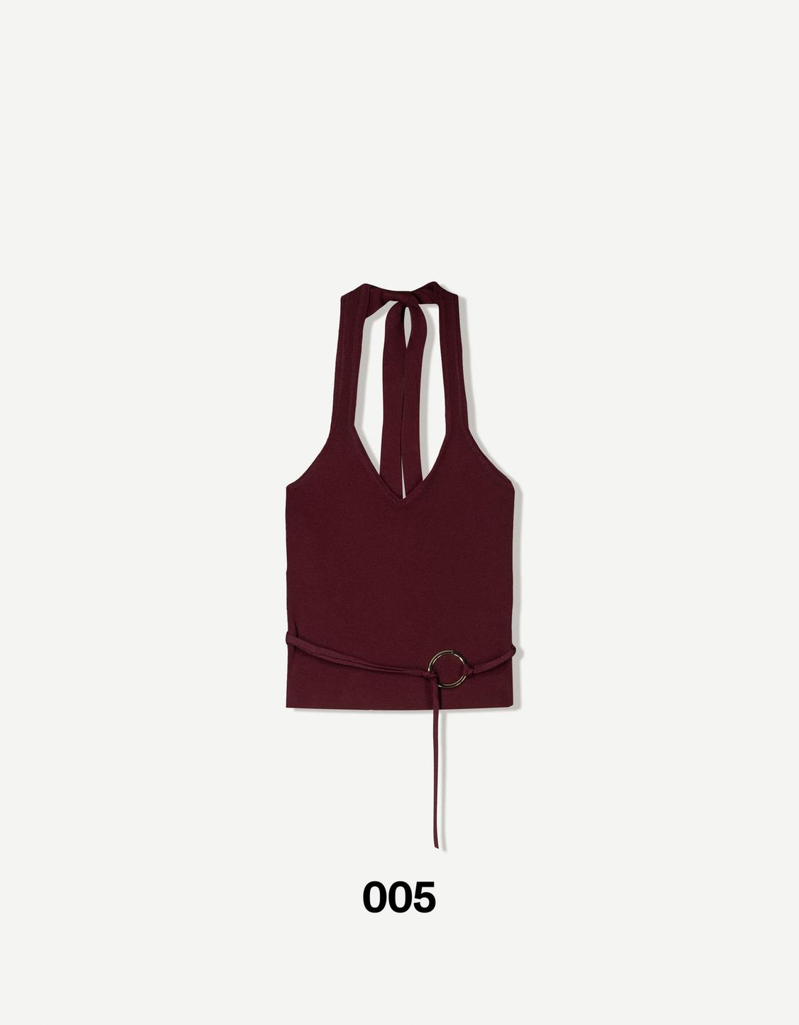 Halter top with ring detail