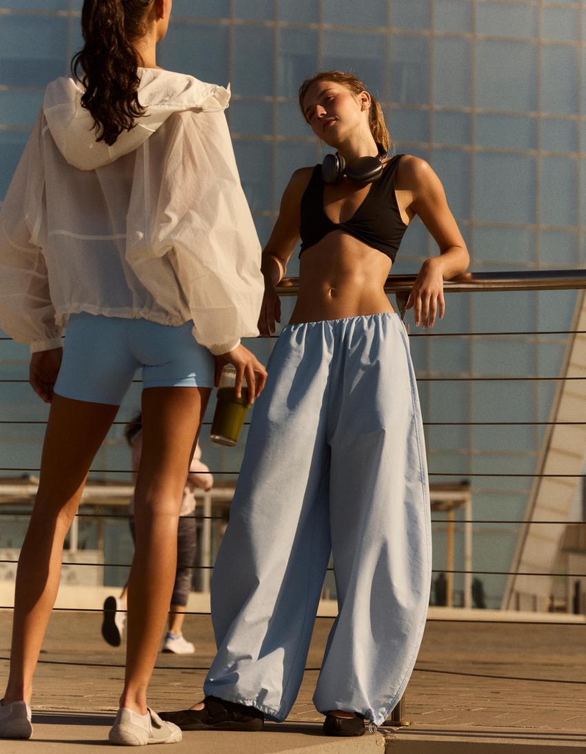 Pantalon parachute technique-Bleu ciel