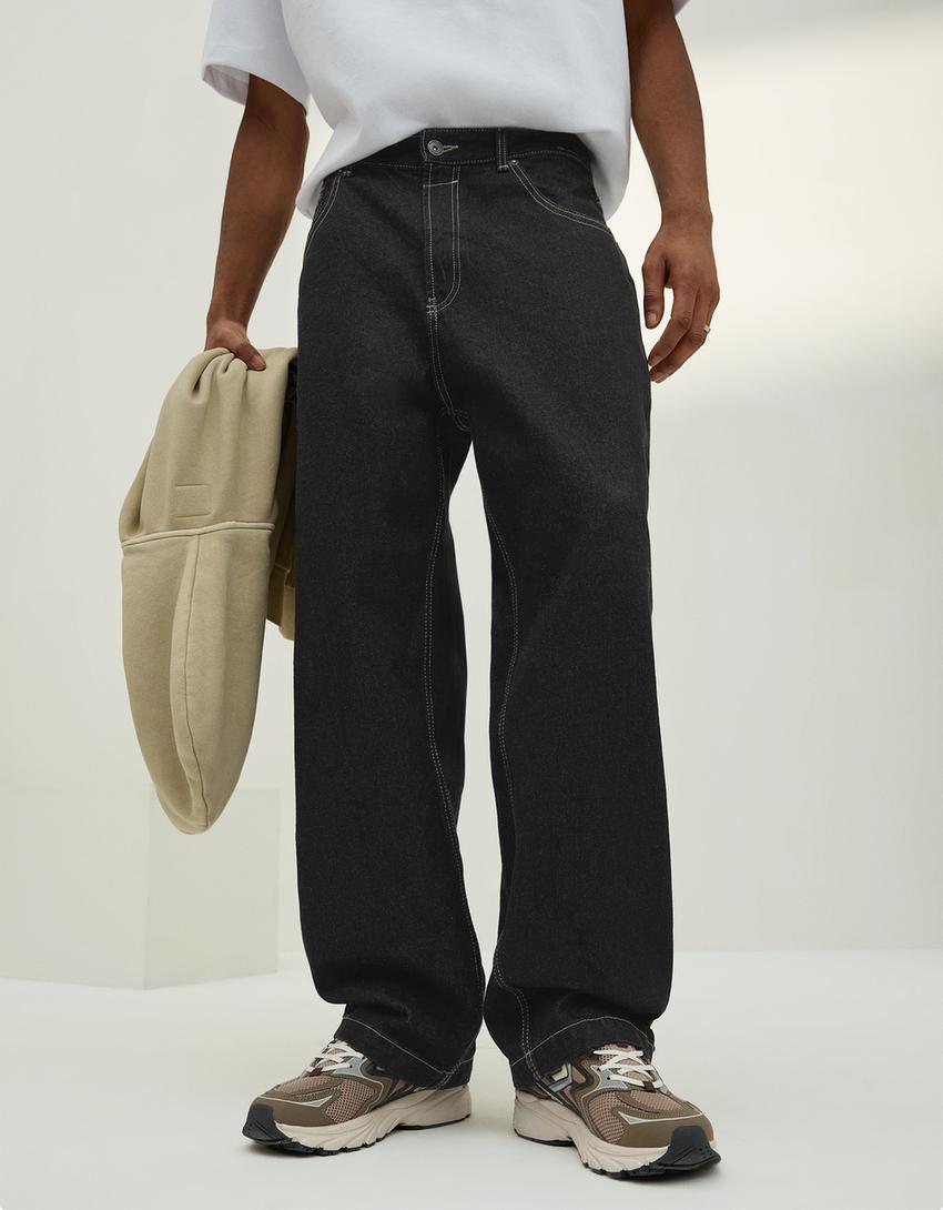 Jeans super baggy fit-Gris foncé