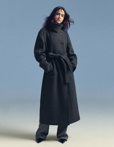 Buttoned felt-effect coat — Grey 1