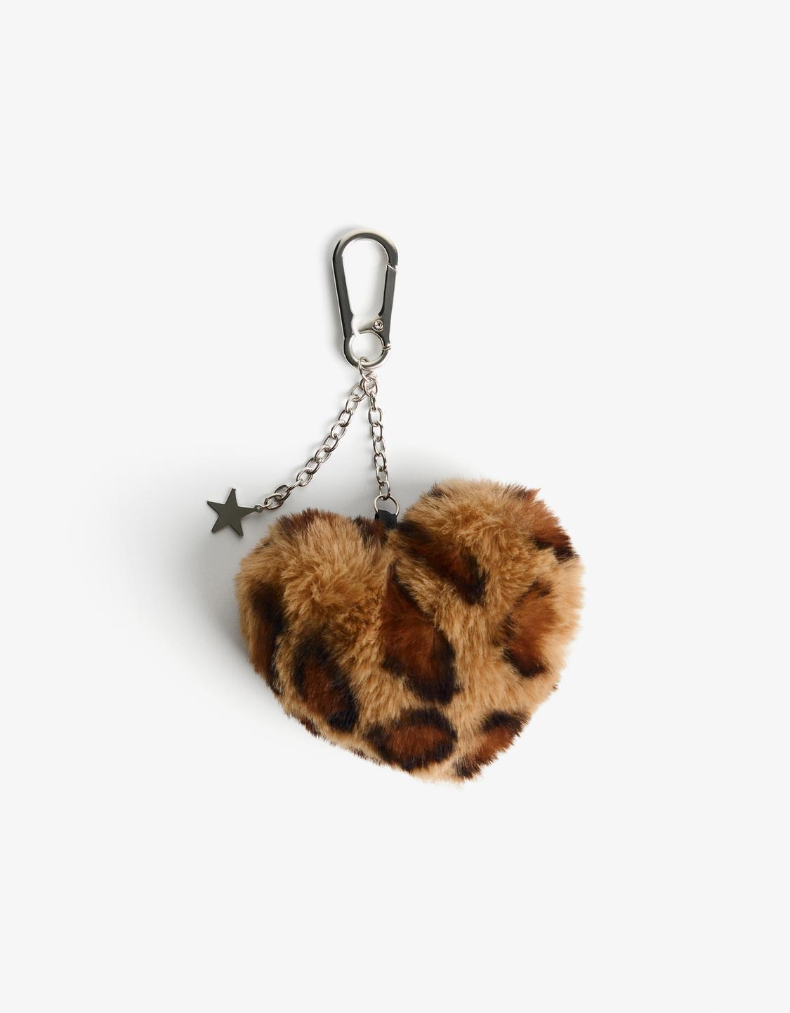 Animal print heart key ring