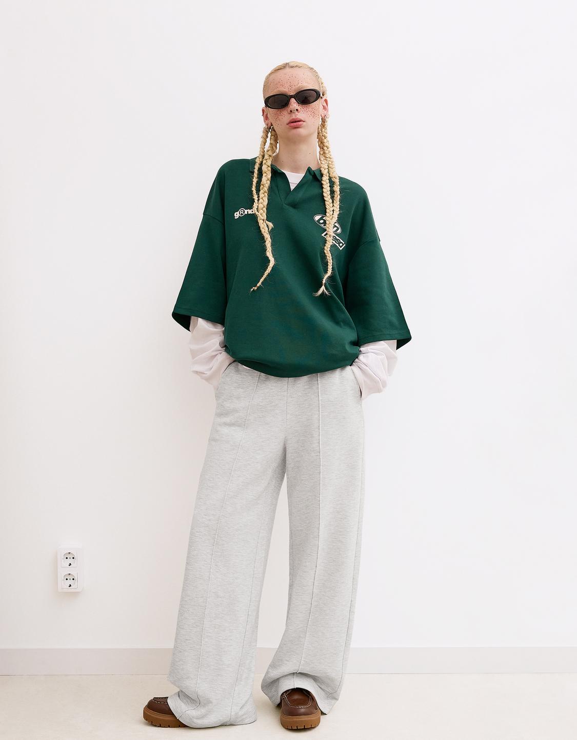 Pluszowe spodnie o kroju wide leg