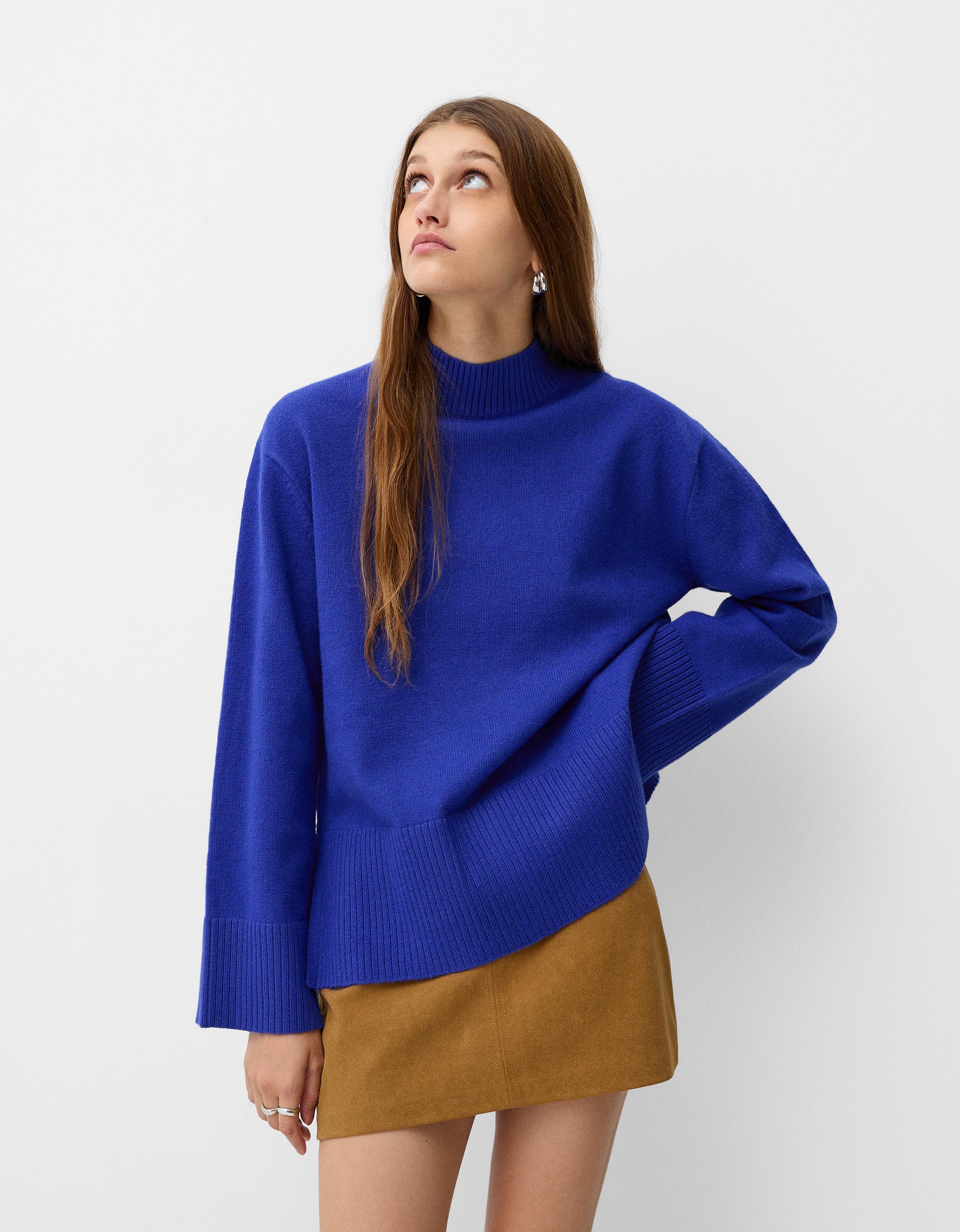 Bershka Rollkragenpullover Damen M Blau