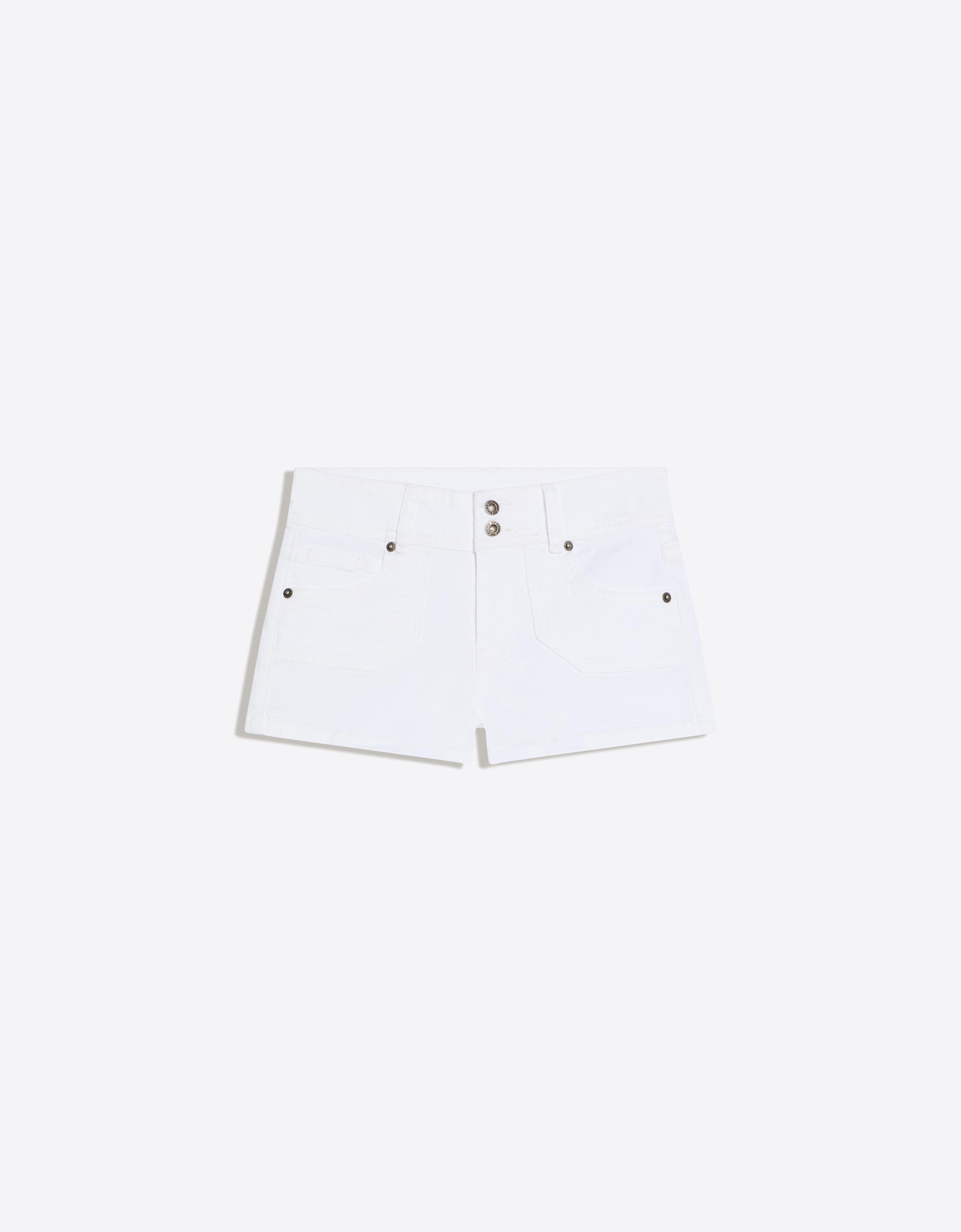 İşlemeli mini denim şort - Görsel 4