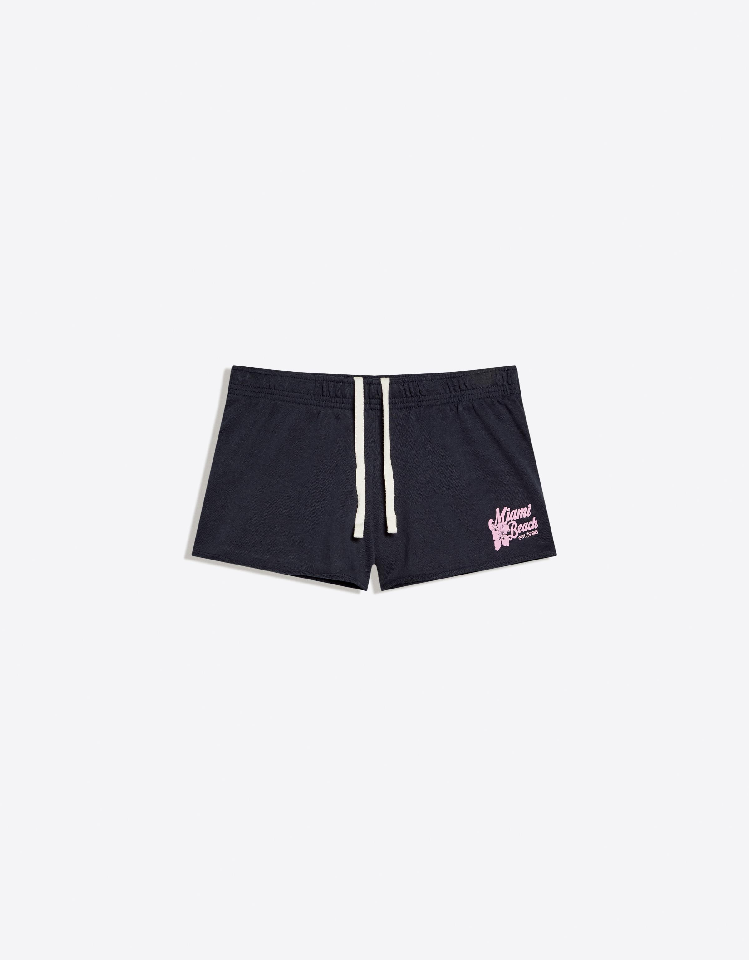 Embroidered plush shorts