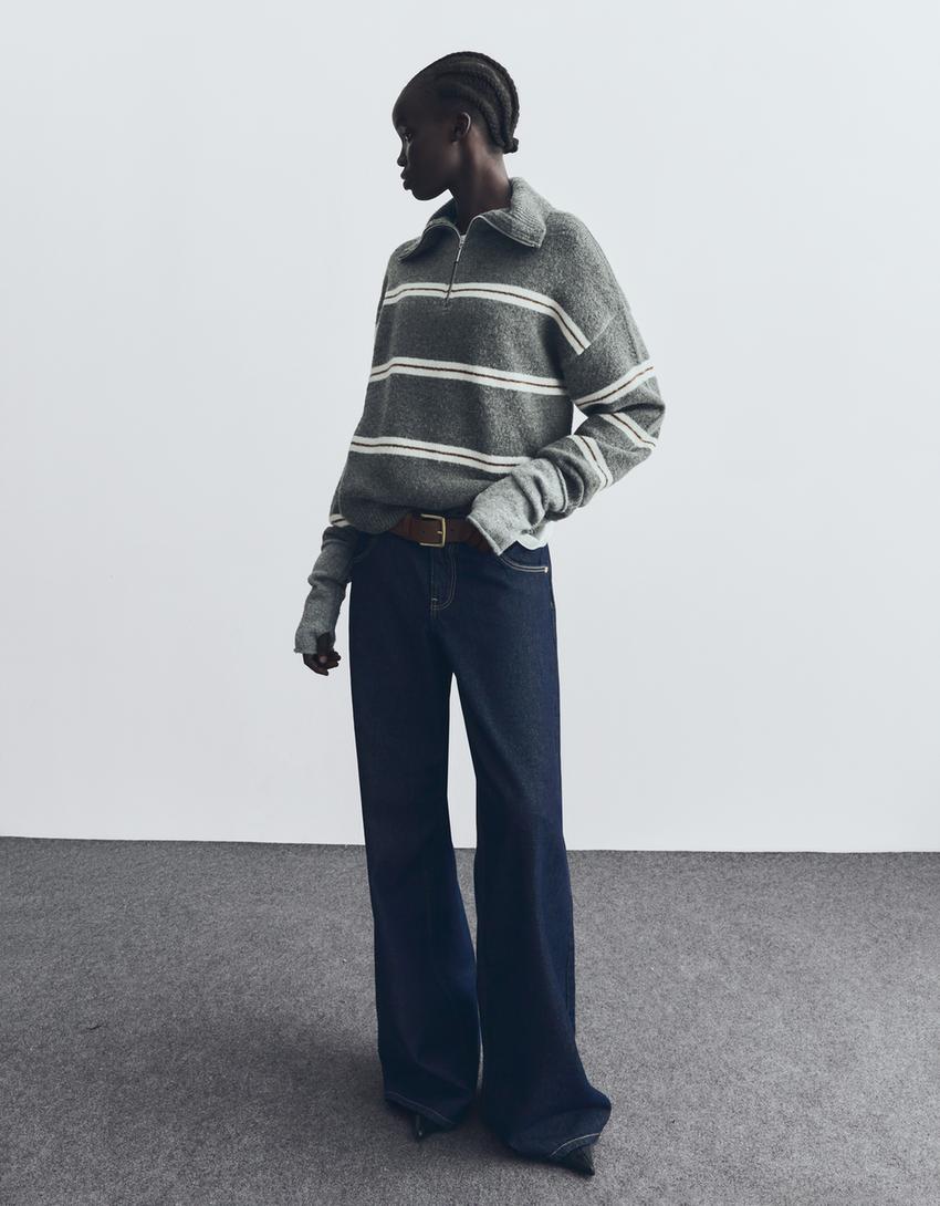 Jersey cuello alto cremallera-Gris