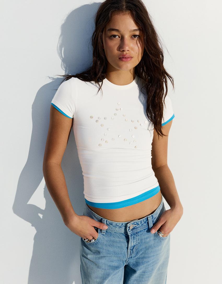 Short sleeve T-shirt-Cream