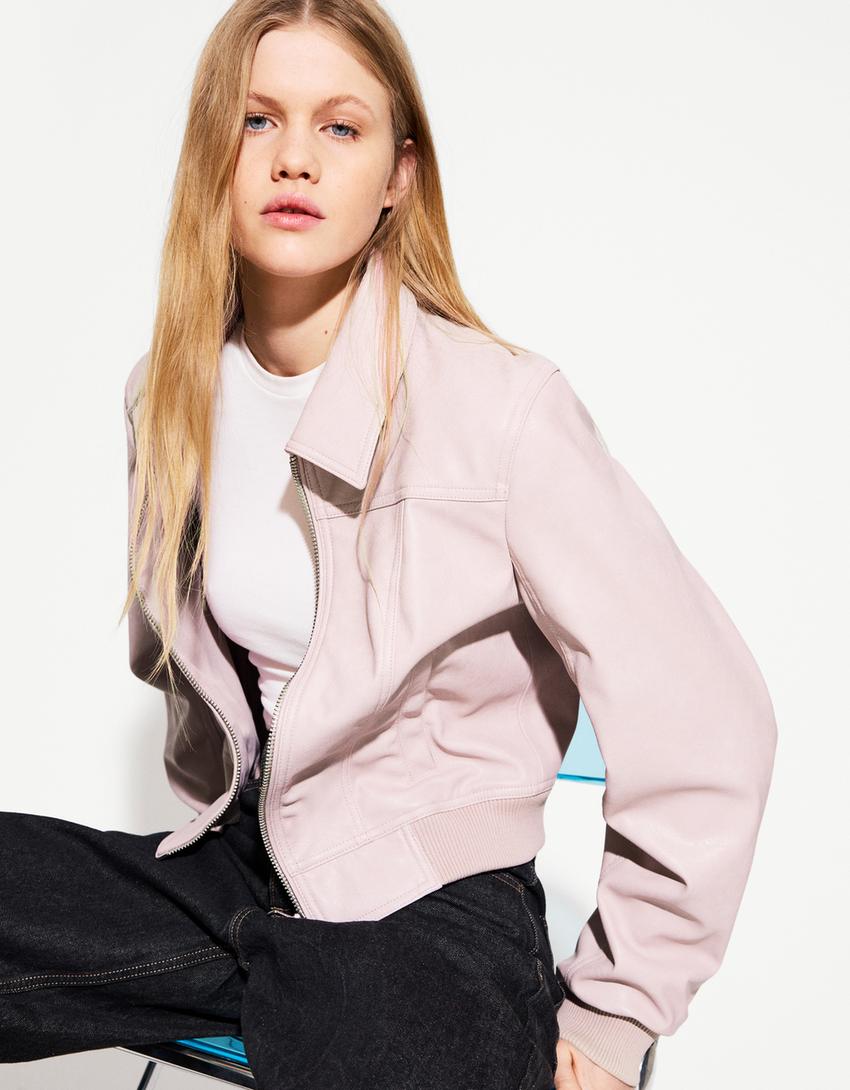 Efecto Piel Chaqueta Beisbol Mujer Bershka Cazadora Piel Bershka