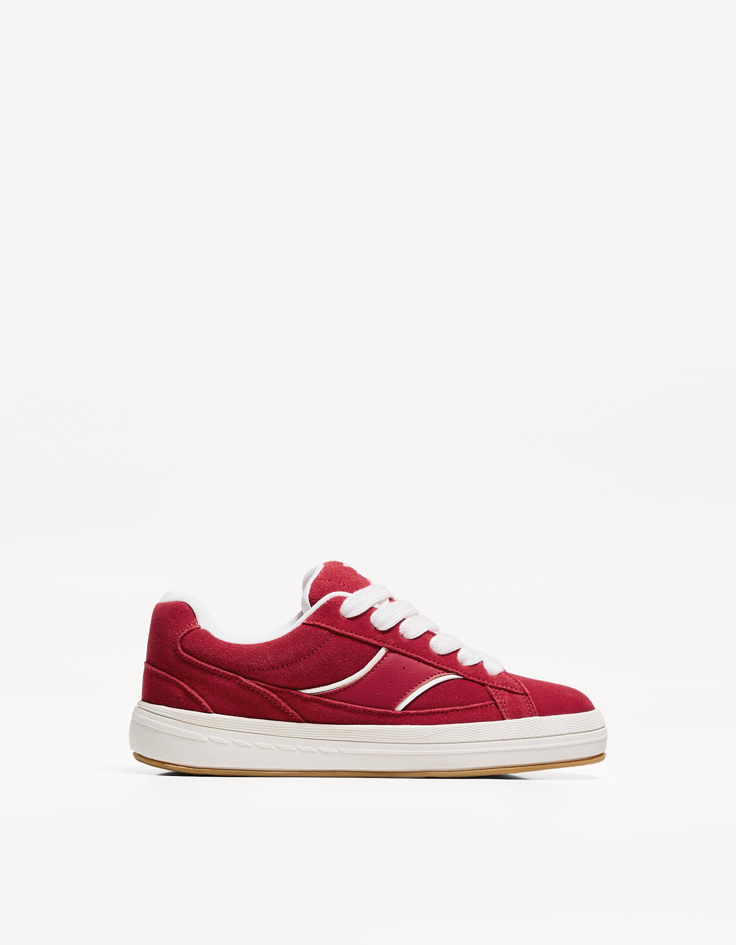 Bershka Skate-Sneaker Aus Leder Damen 38 Rot