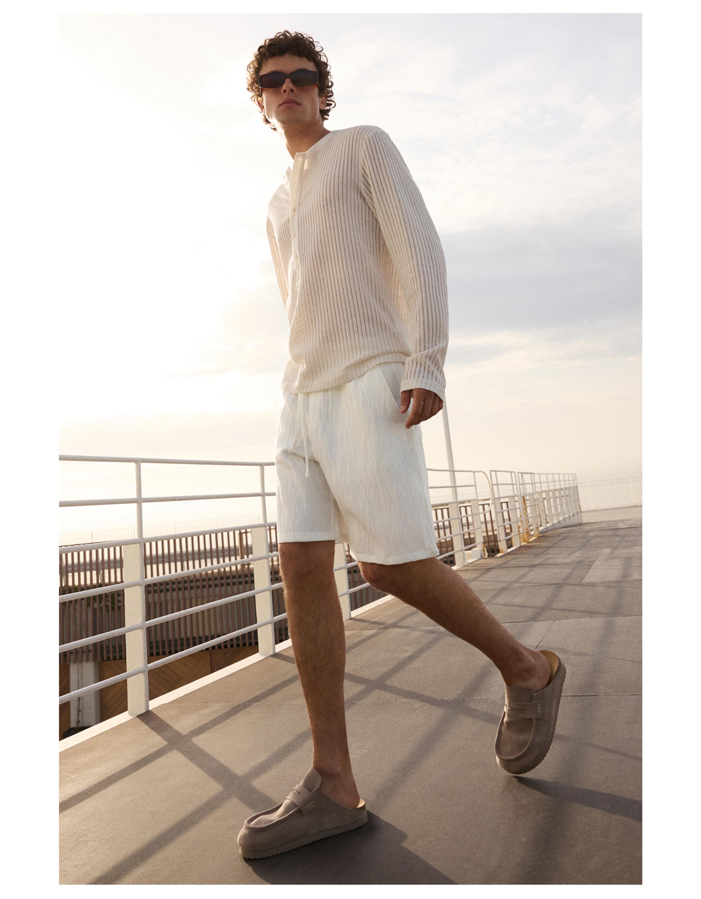 Rustic jogger Bermuda shorts — White