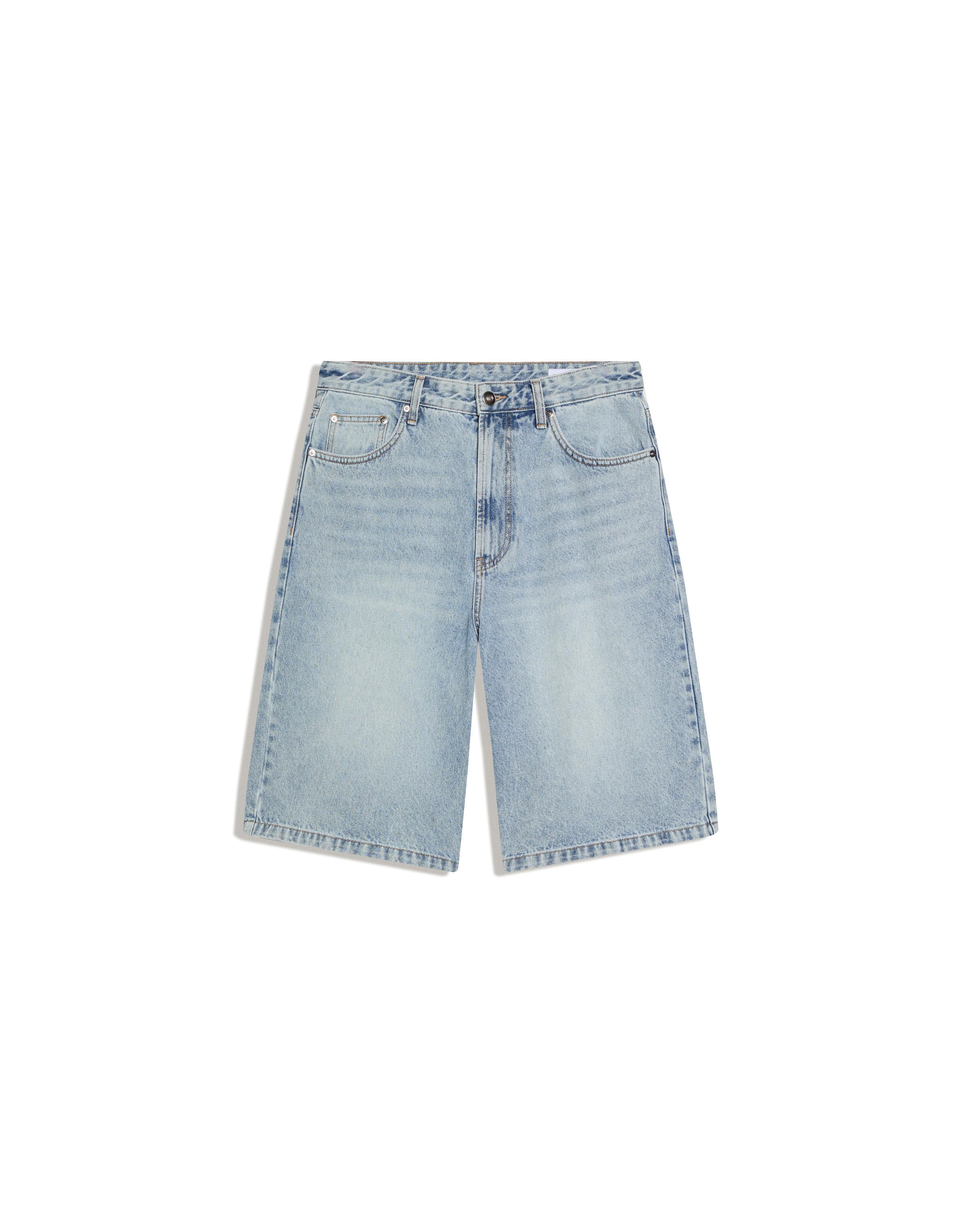 Embroidered denim Bermuda shorts — Light blue
