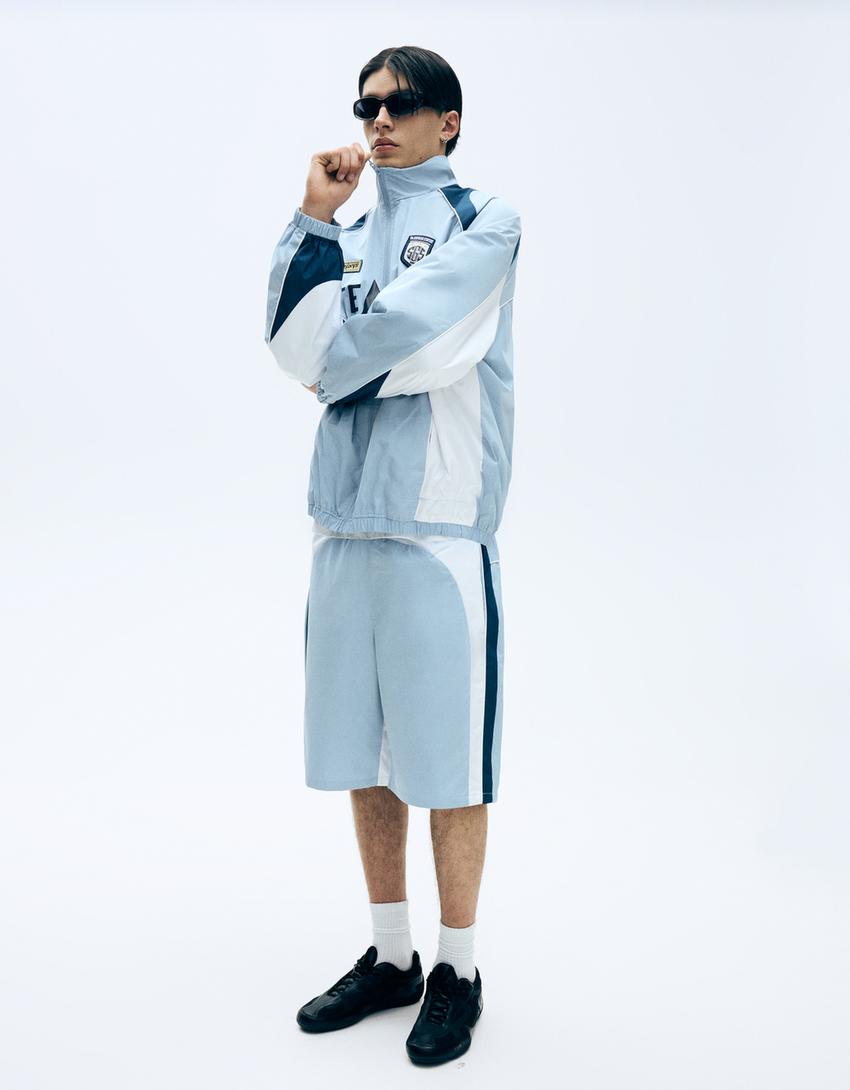 Jogger-bermudashorts aus Funktionsstoff-Blau-3
