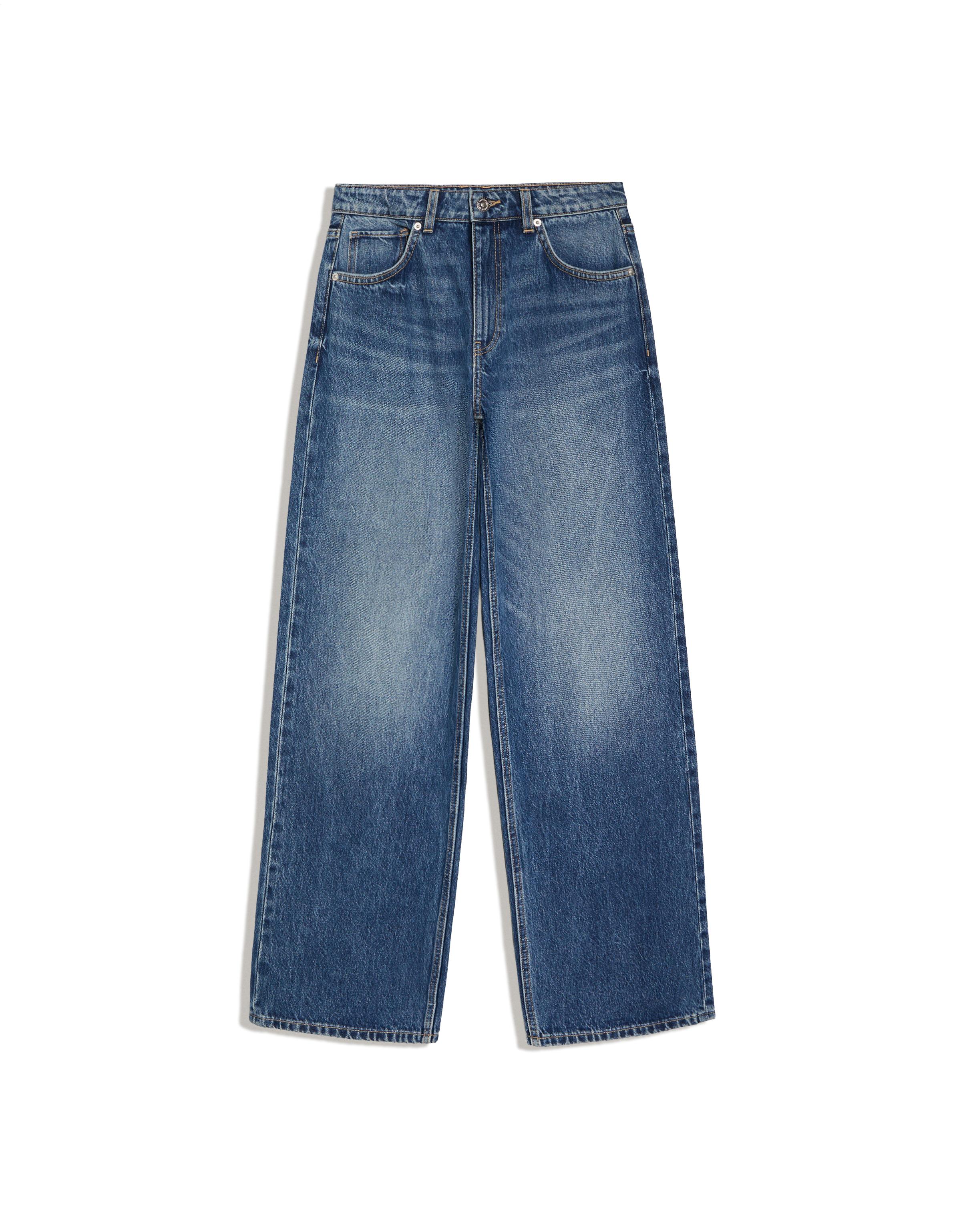 High-waist wide straight-leg jeans — Blue
