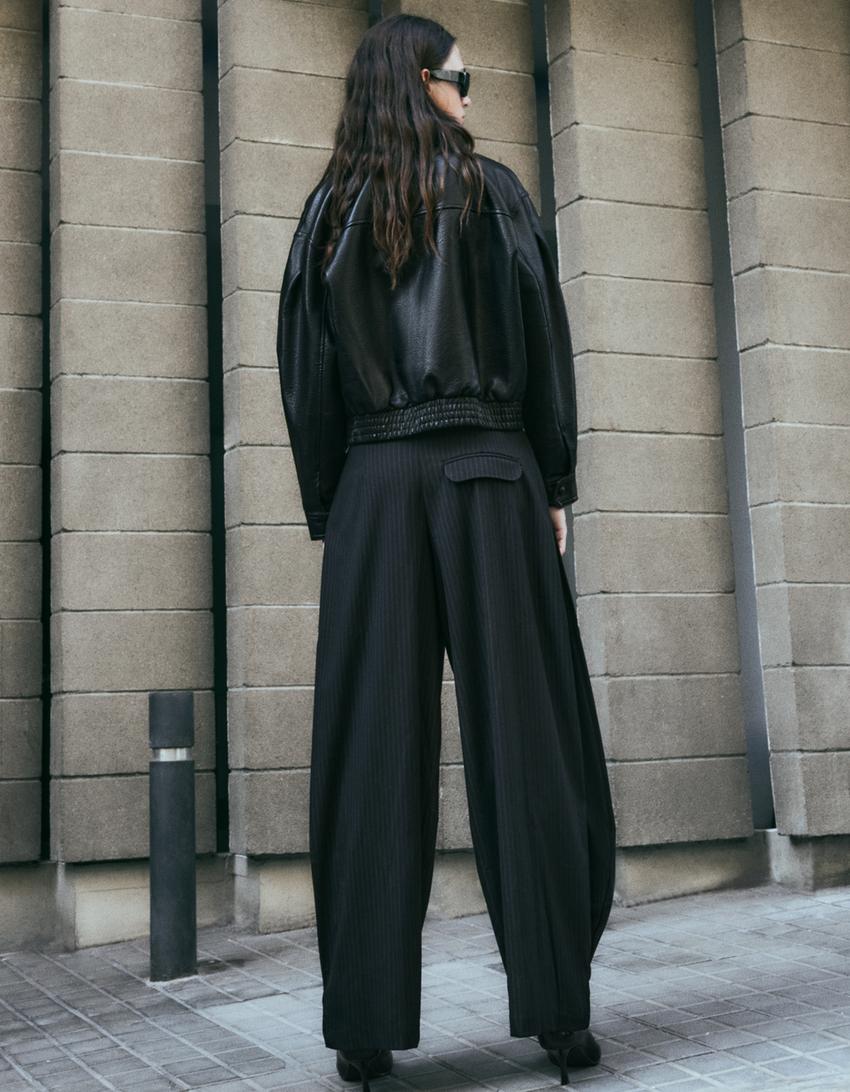 Trousers with side pleats-White / Black