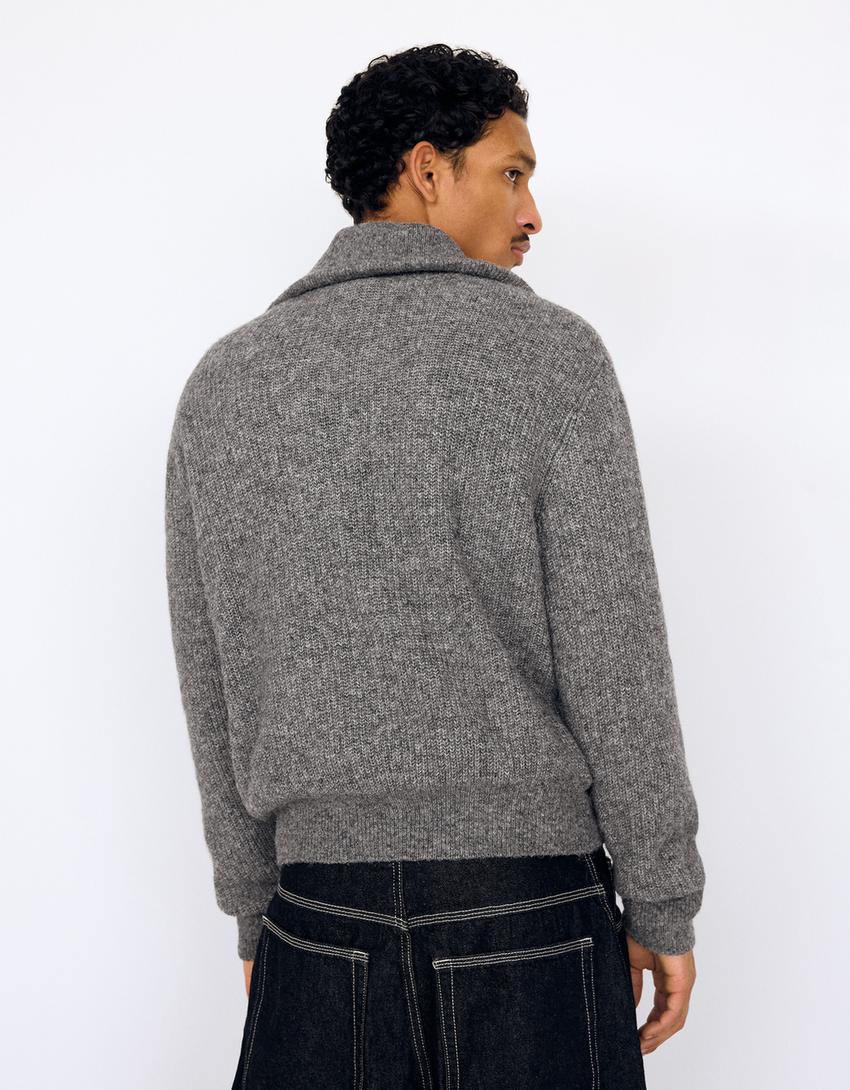 Jersey cuello cremallera-Gris