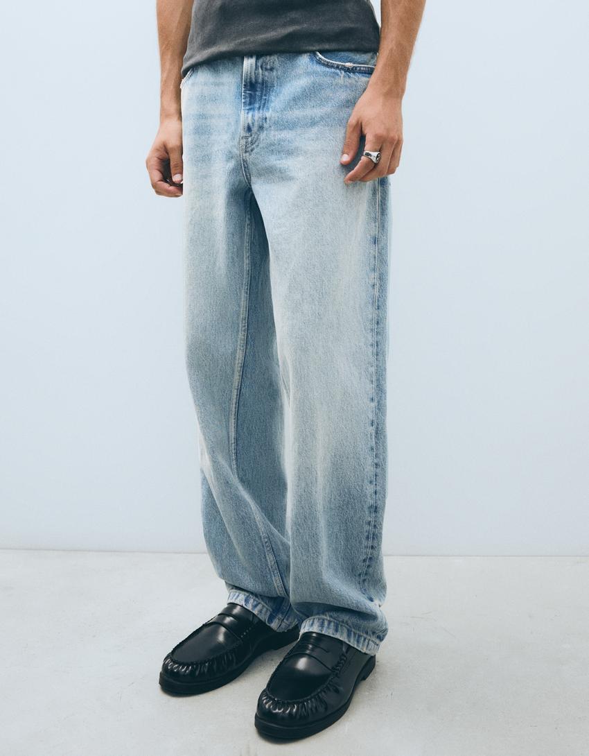 Jeans straight wide-Azul lavado