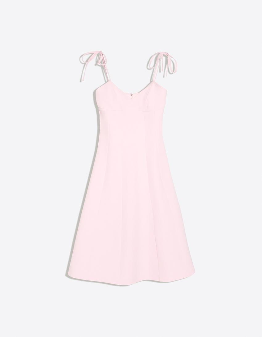 Structured mini dress with bows-Pink
