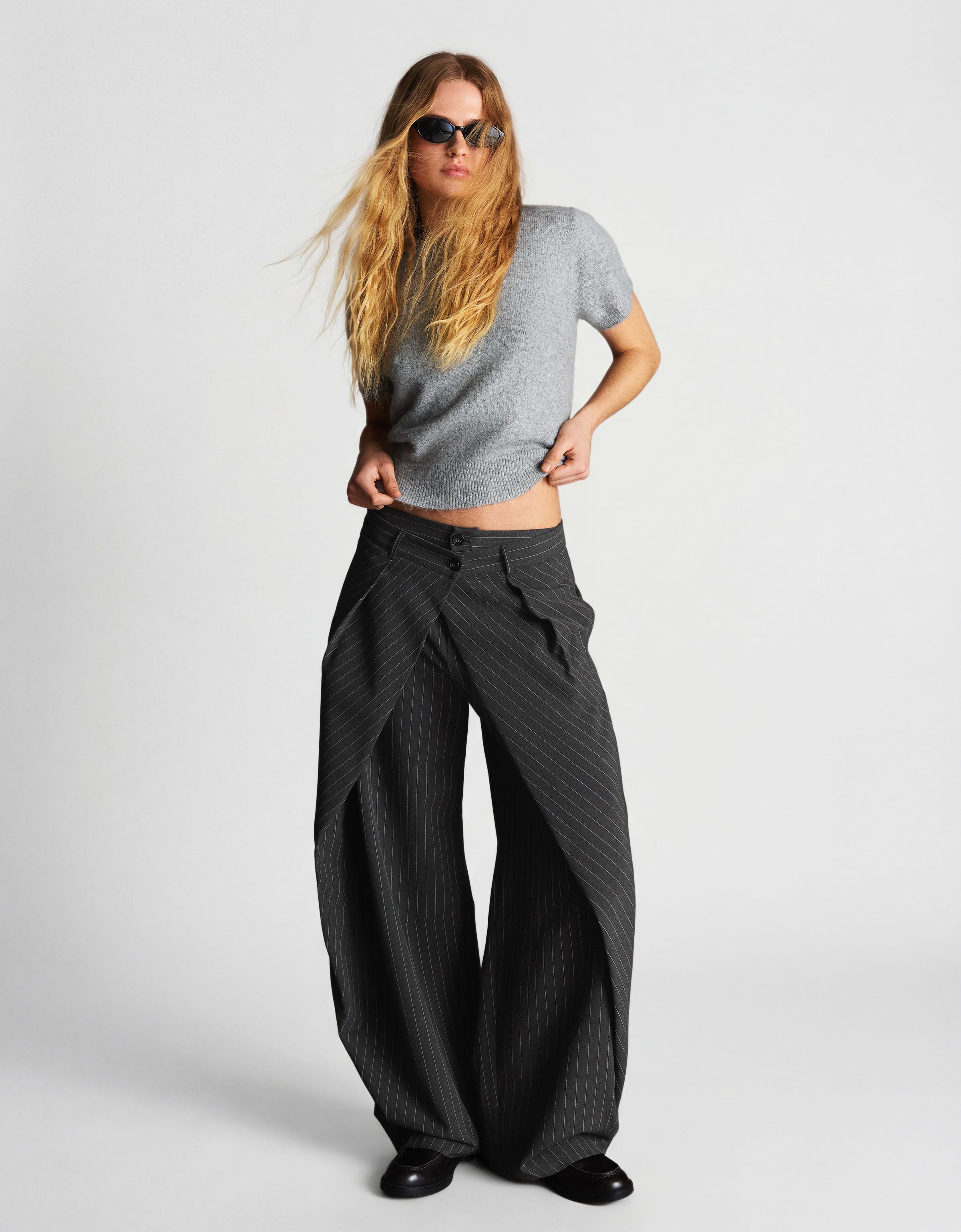 Çift düğmeli, pilili pantolon - Görsel 45