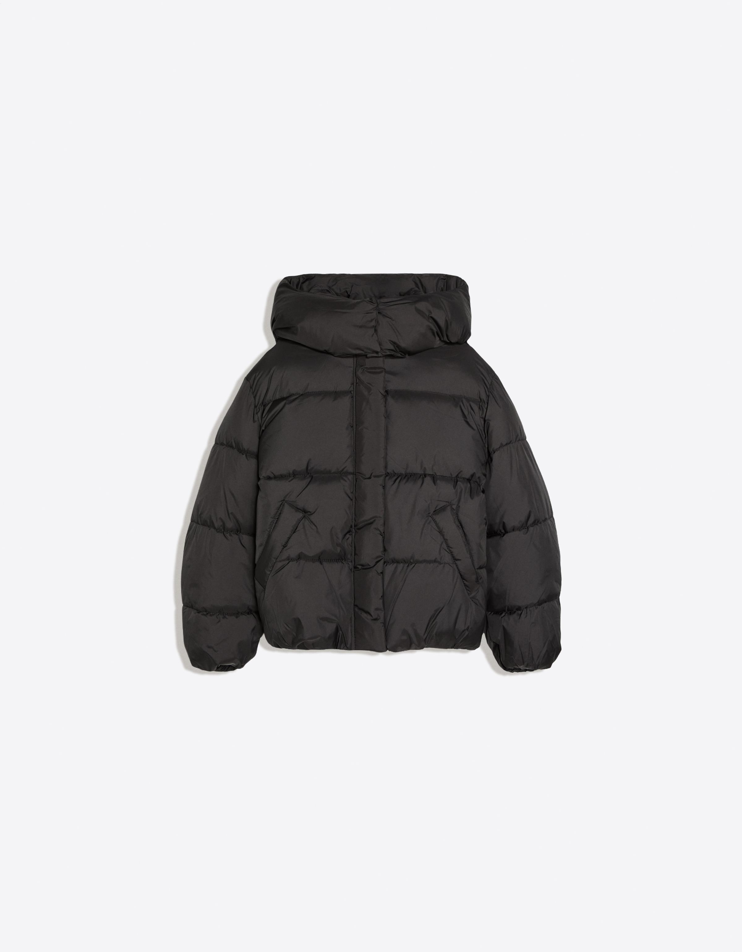 Oversize hooded puffer jacket — Black