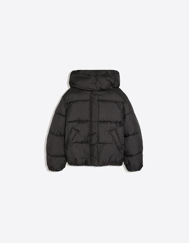 Oversize water repellent hooded quilted jacket — Black 5