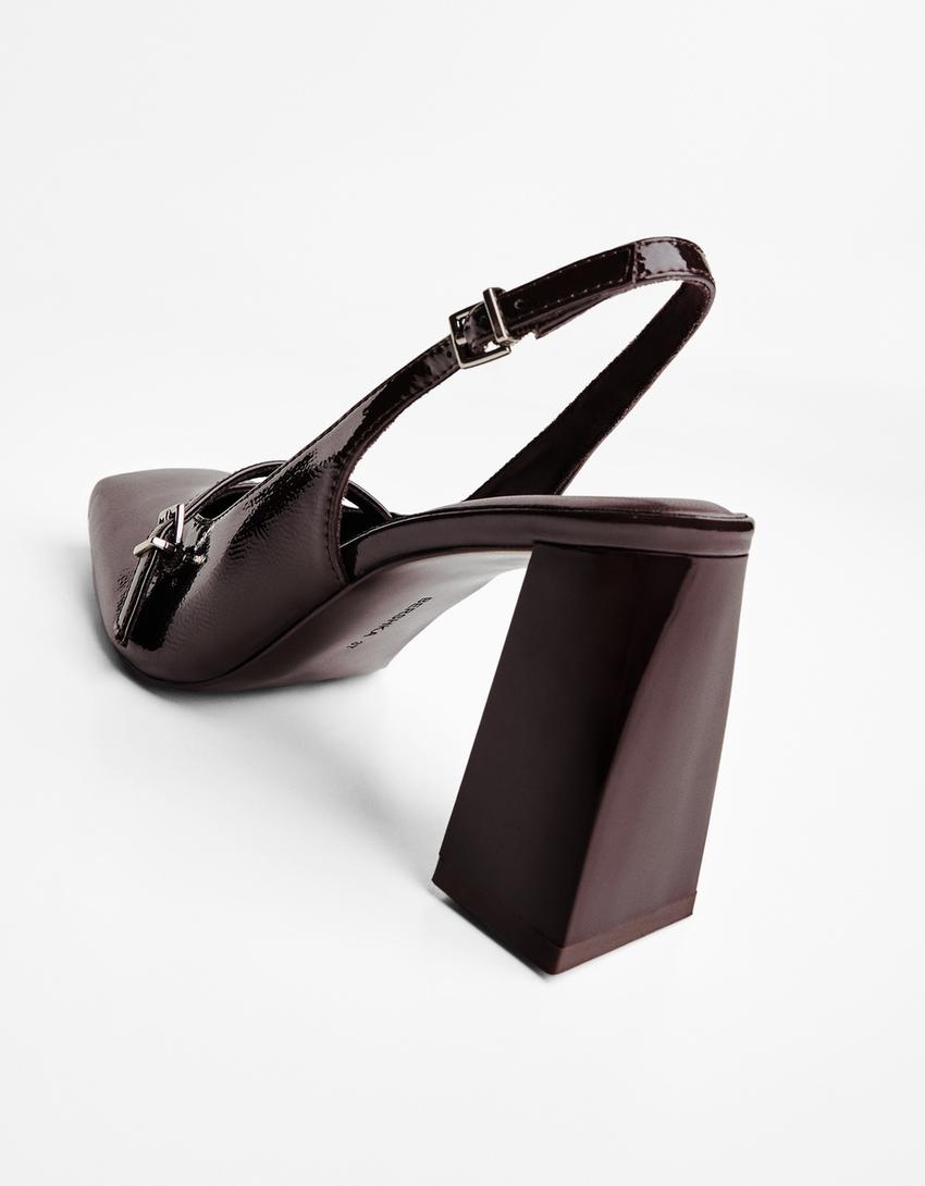 Mary Janes uden hælkappe med slingback-Granatrød