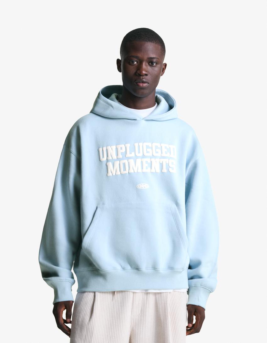 Printed hoodie-Light blue-0