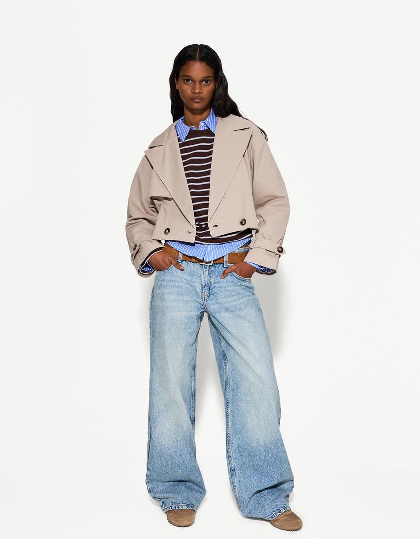 Giacca corta stile trench-Visone-0