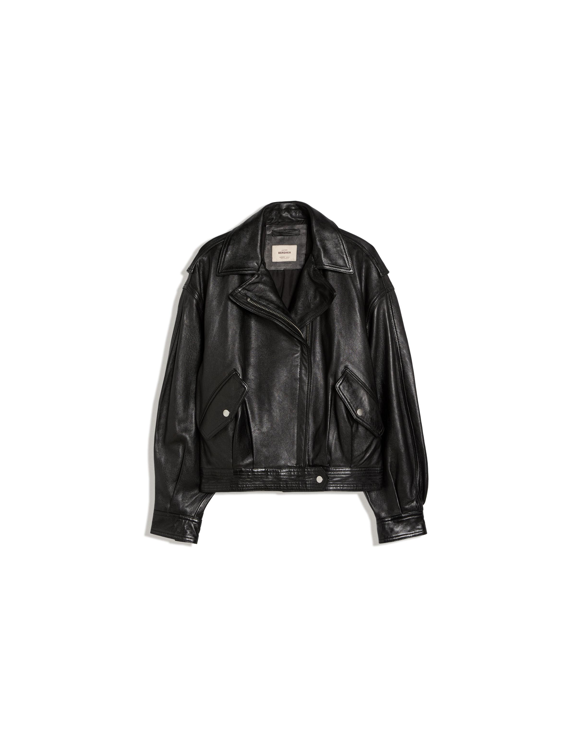 Leather biker jacket — Black