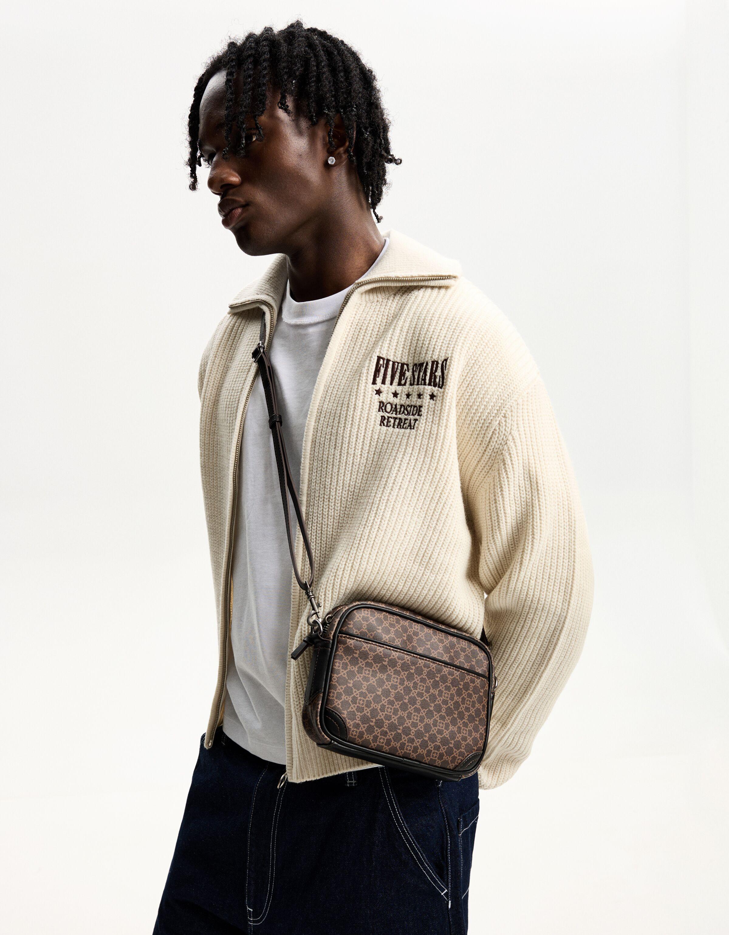Bershka Crossbody-Tasche Mit Retro-Print Herren Schwarz
