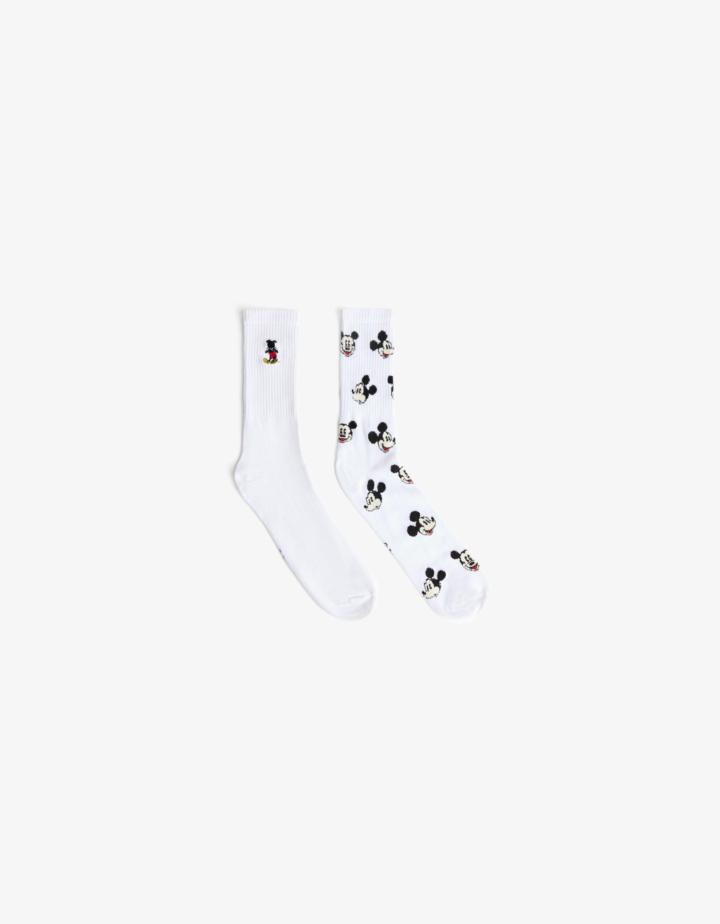 Bershka 2er-Pack Mickey Socken Herren L Weiss