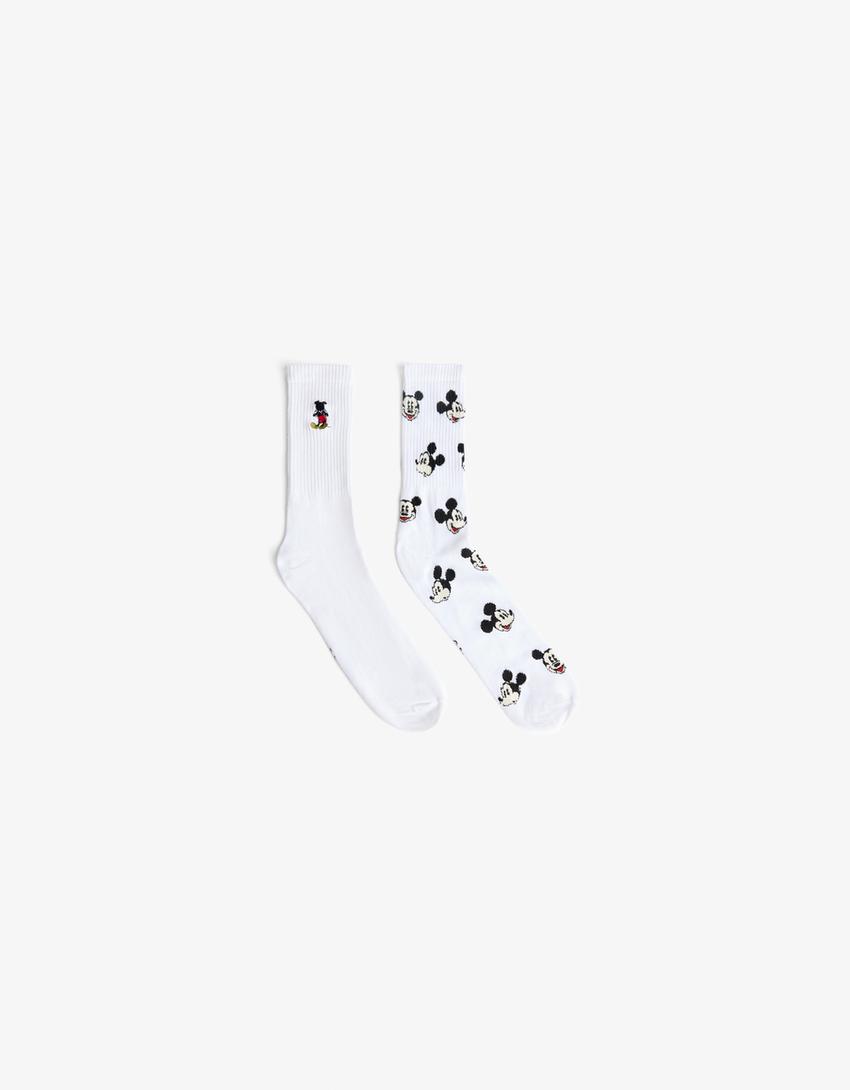 Lot de 2 chaussettes Mickey-Blanc
