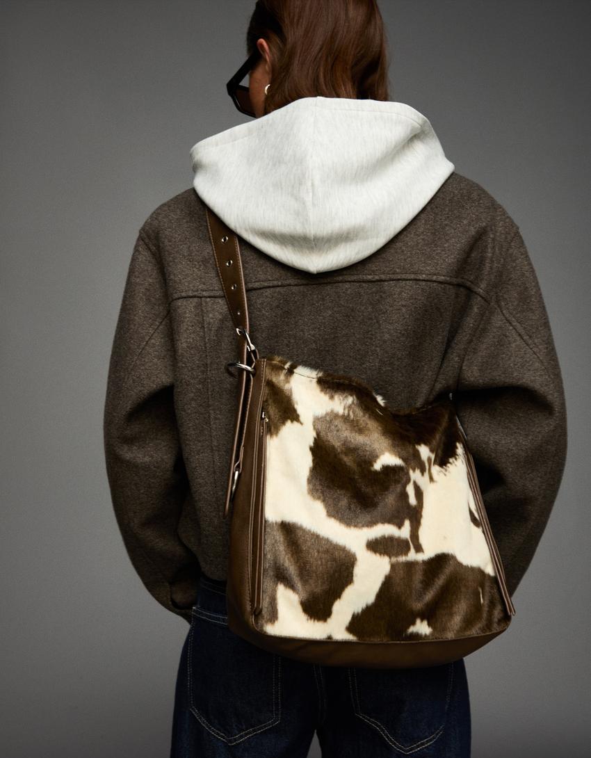Tas met leereffect-Bruin