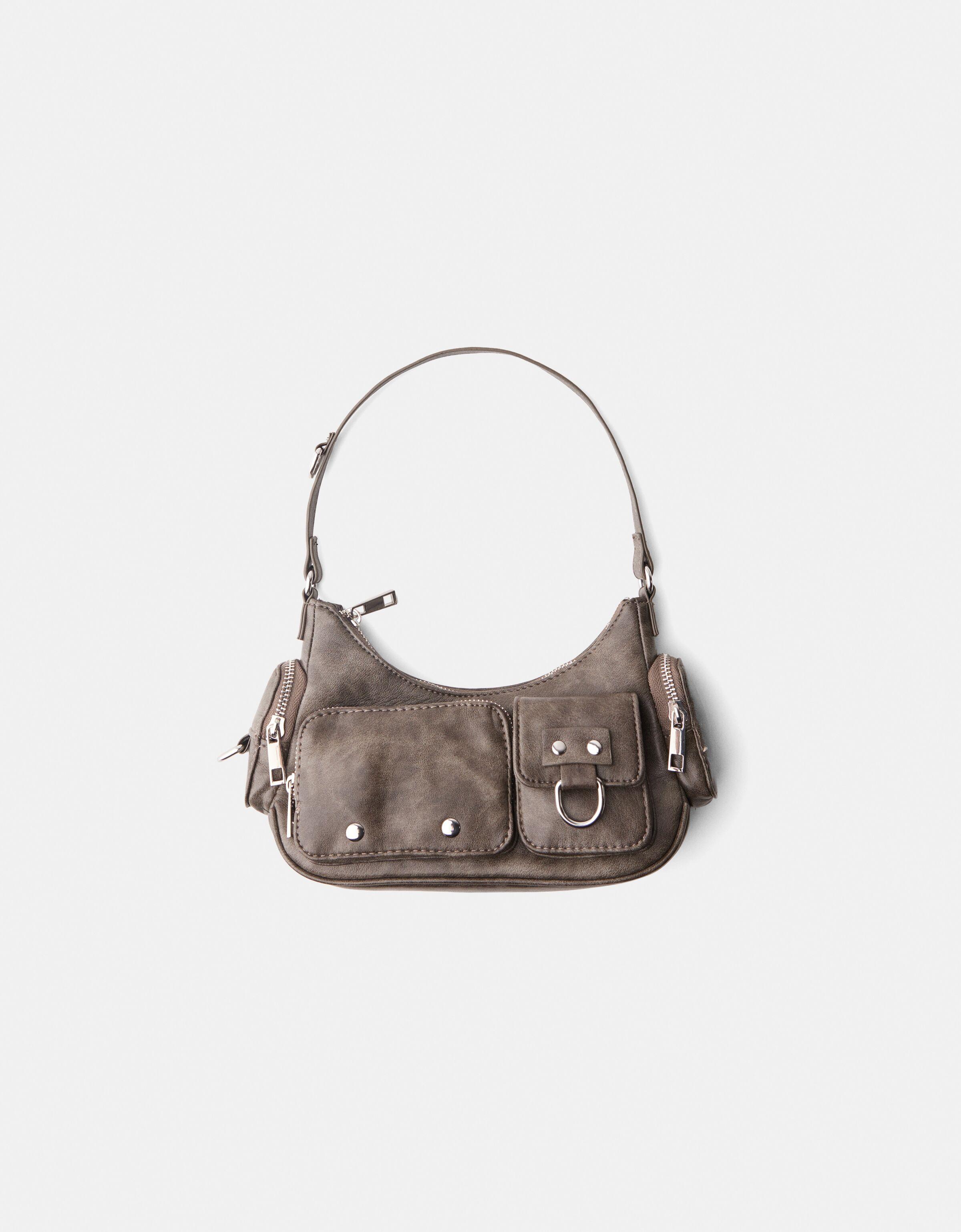 Multi-pocket shoulder bag — Dark grey