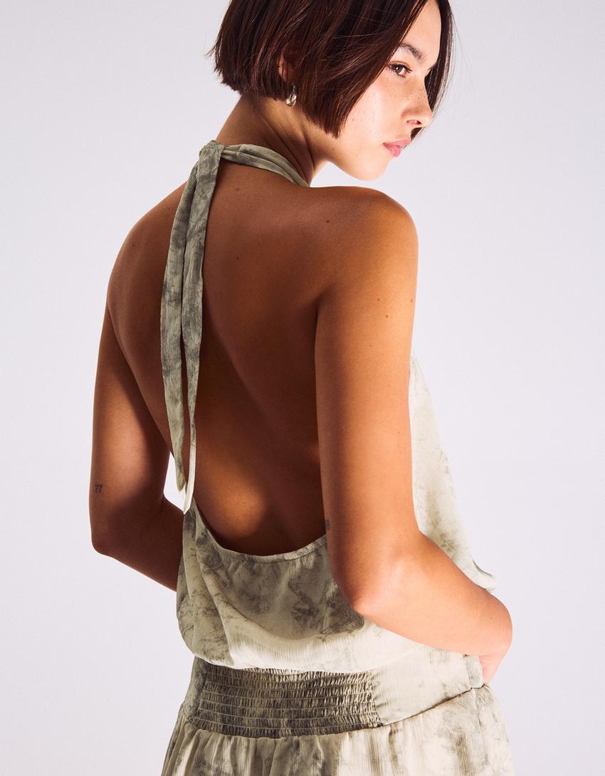 Vestido mini cruzado halter-Arena