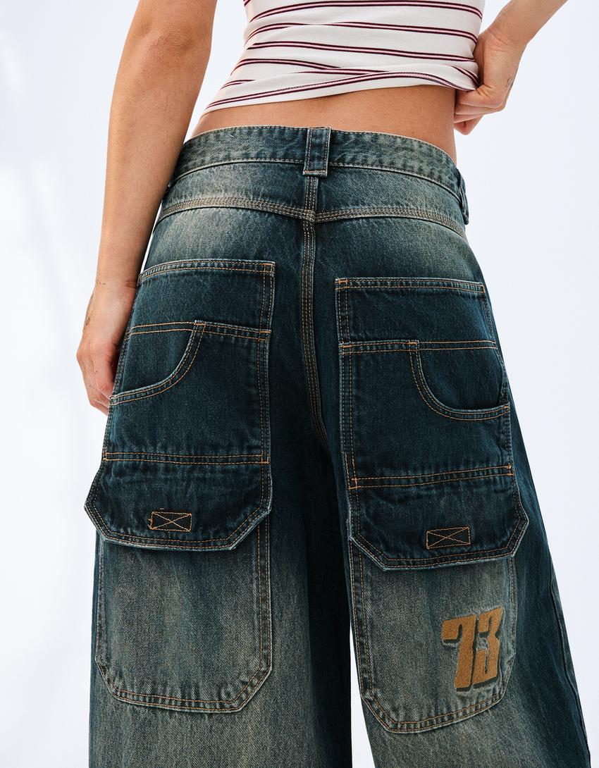 Mega baggy jeans-Grön