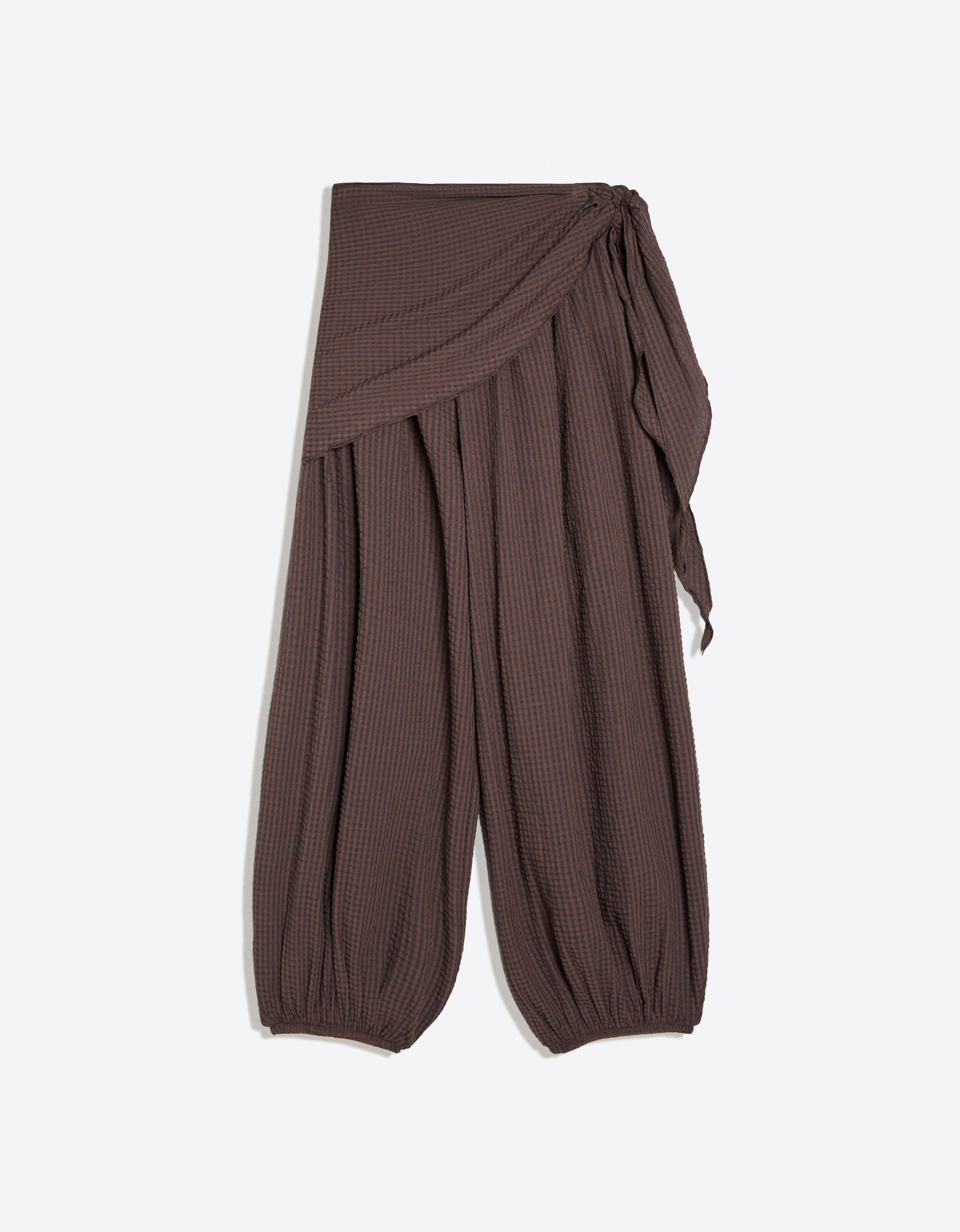 Scarf print sarouel trousers — Brown