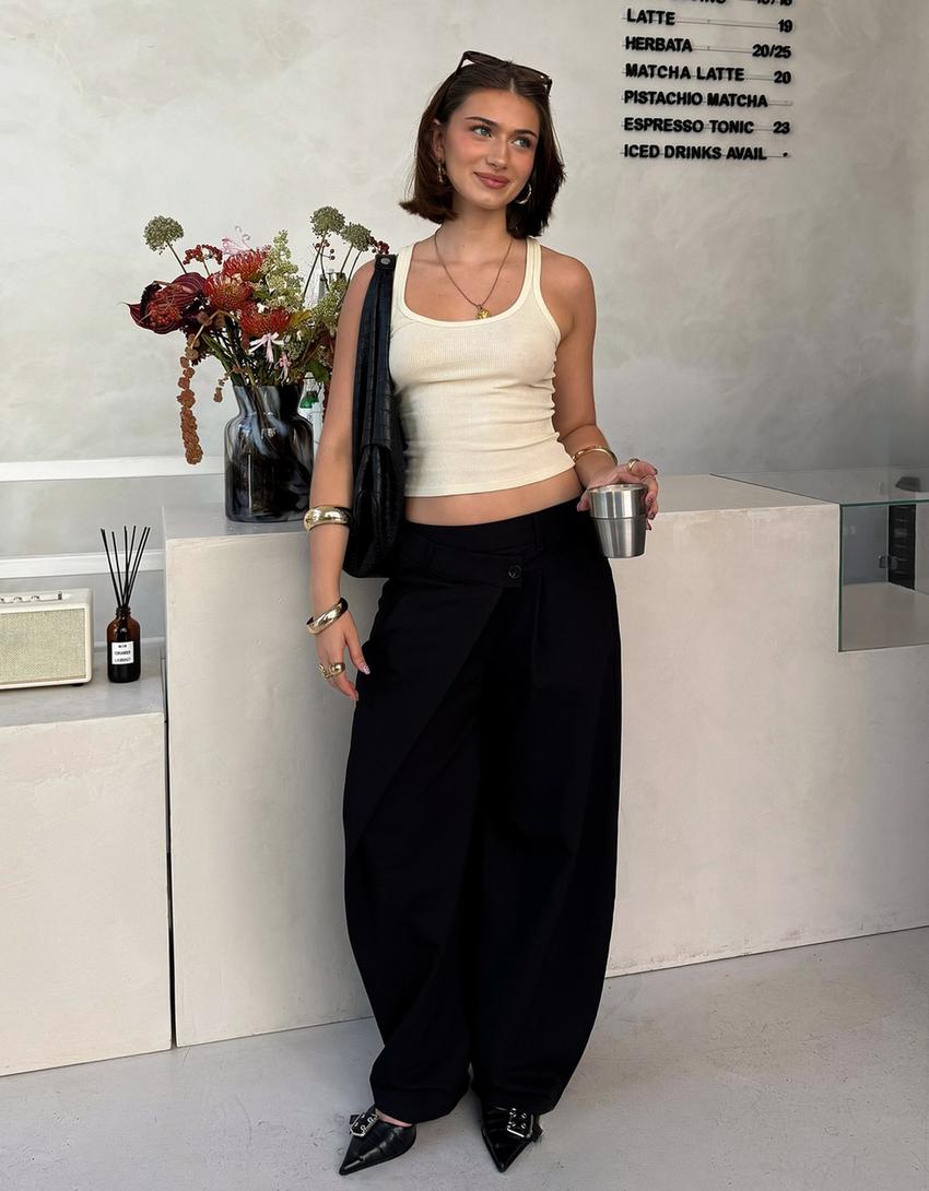 Pantalón tailoring cintura cruzada-Negro-3