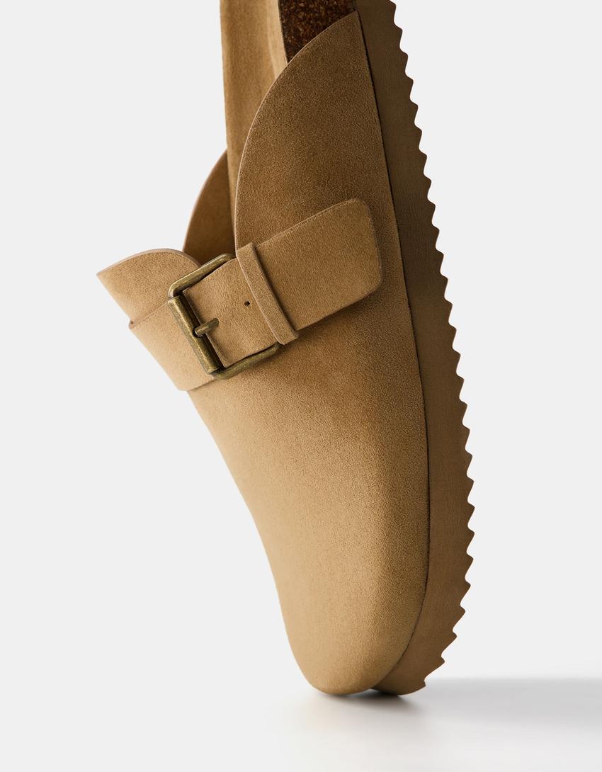 Men's clogs with buckle detail-TAUPE-4