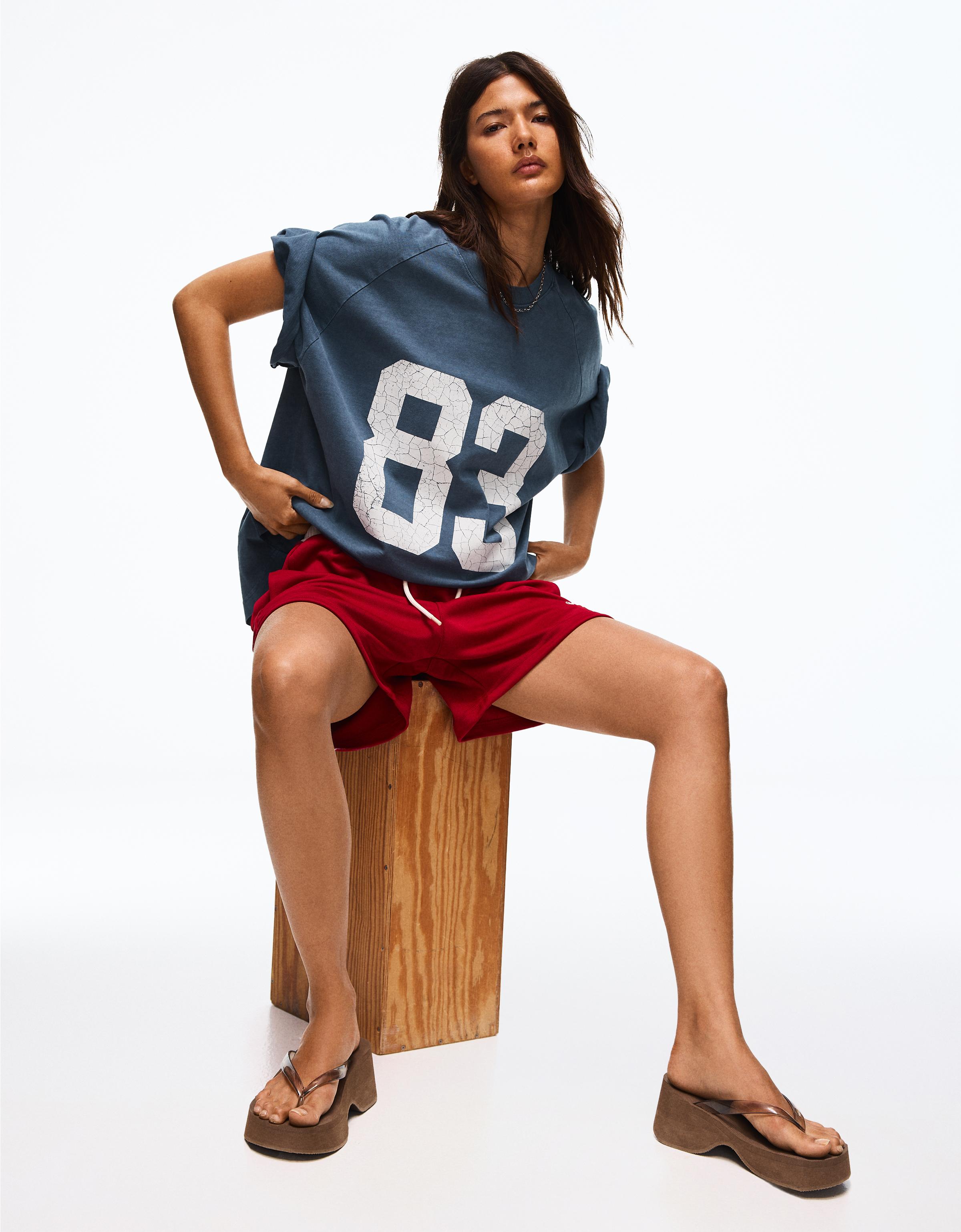 Boxy print T-shirt — Navy