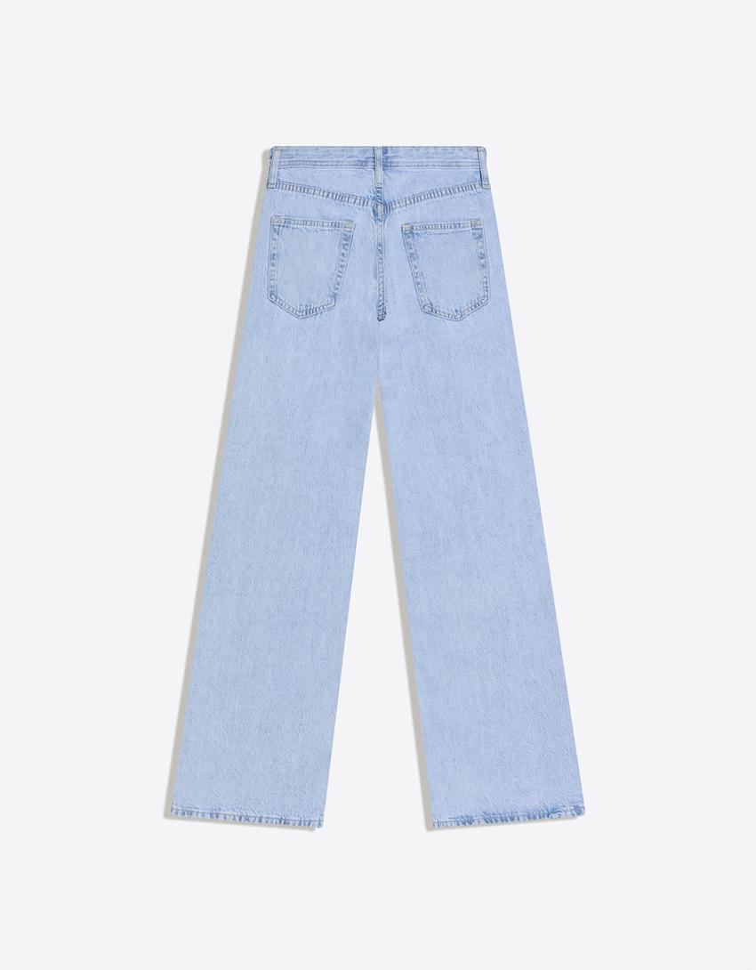Straight jeans med lav talje-Lyseblå