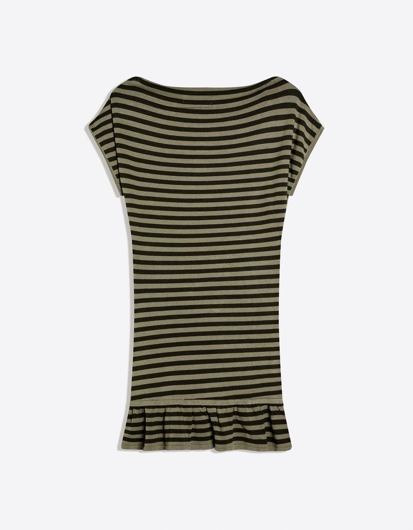 Boatneck mini dress-Green