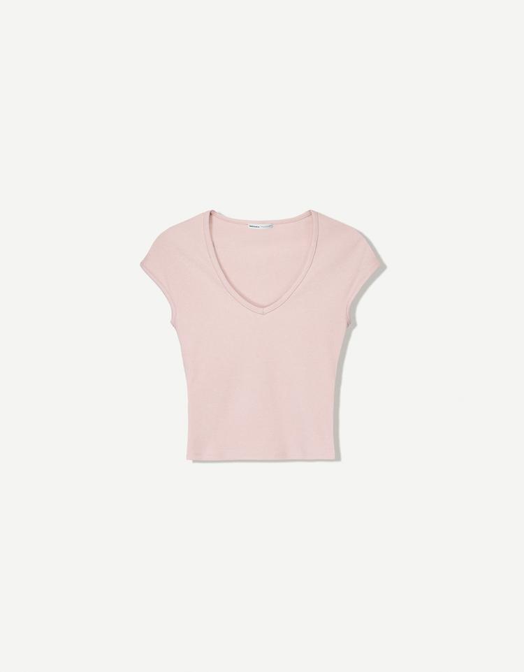 Kısa kollu V yaka t-shirt