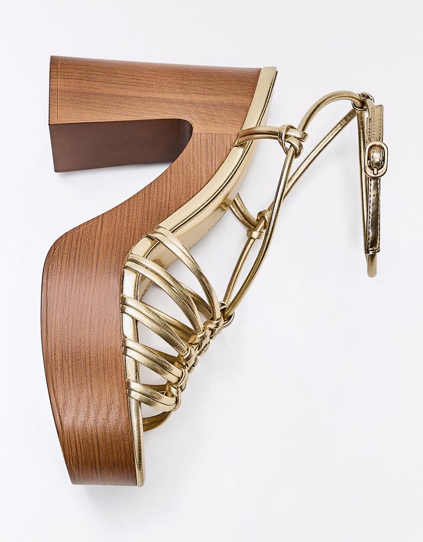 Platform heel sandal-Gold