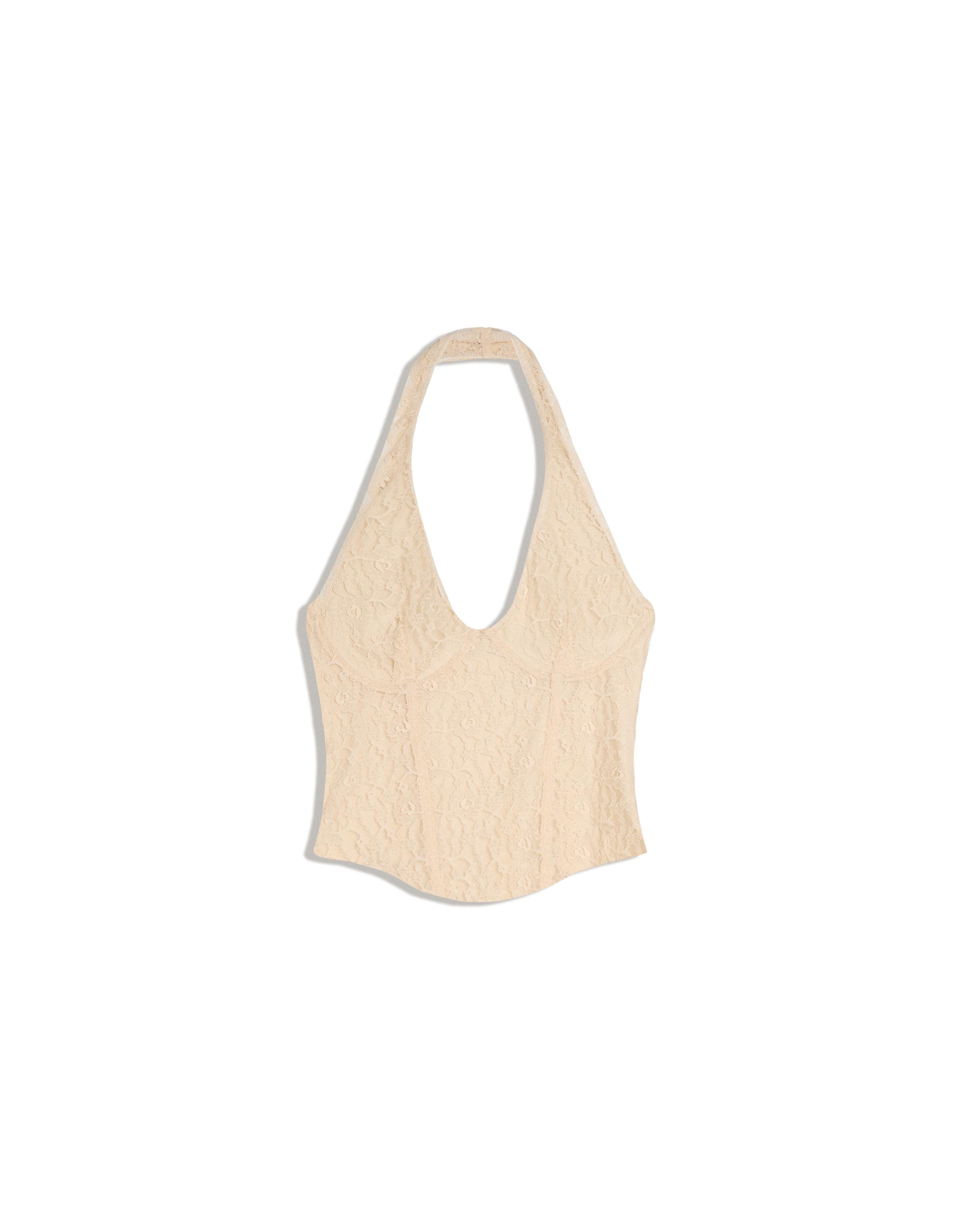 Lace corset halter top — Cream